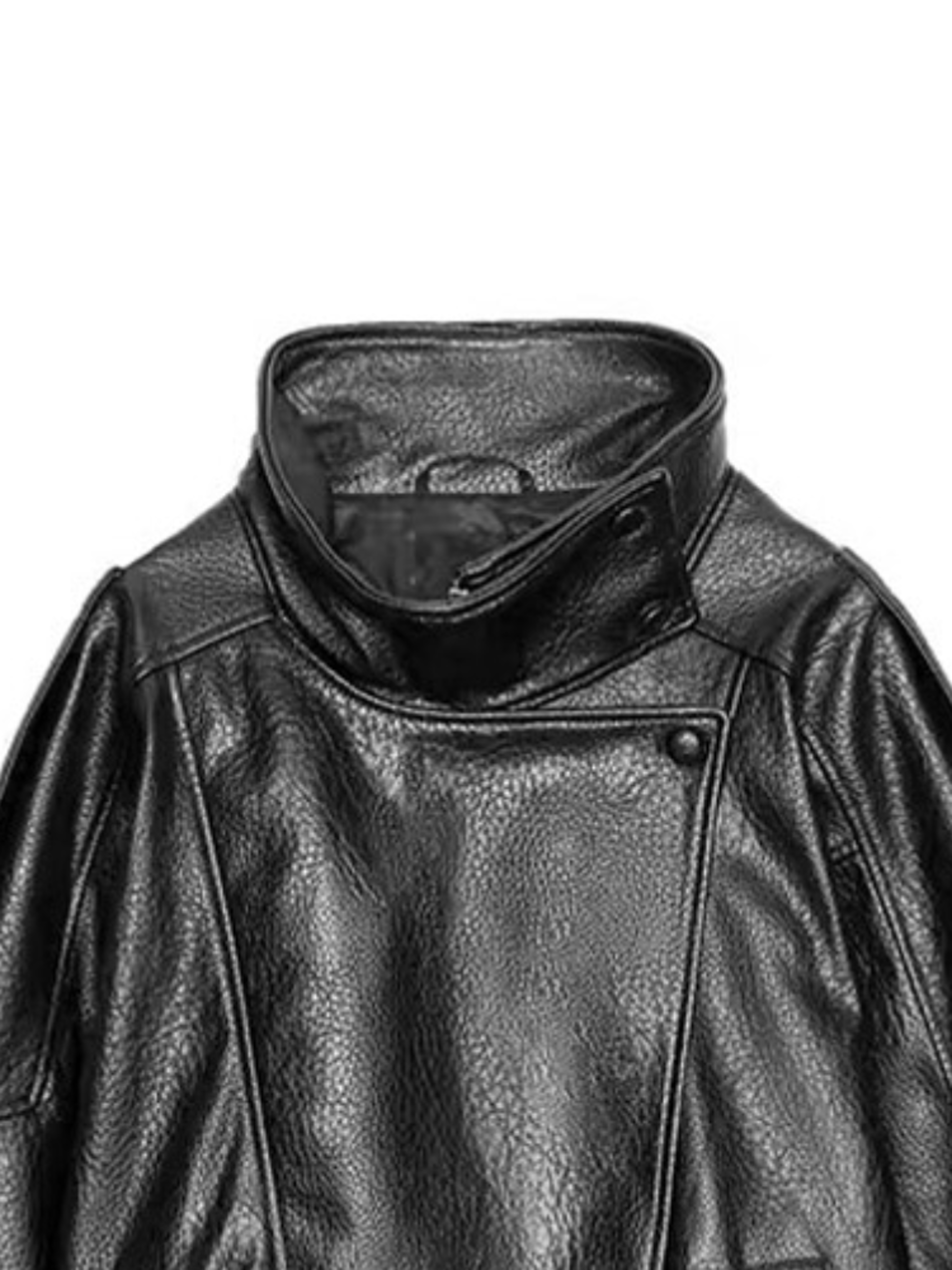 Women's Black PU Leather Jacket, Stand Collar, Asymmetric Front, Elastic Hem, Casual Cropped Outerwear – view 1