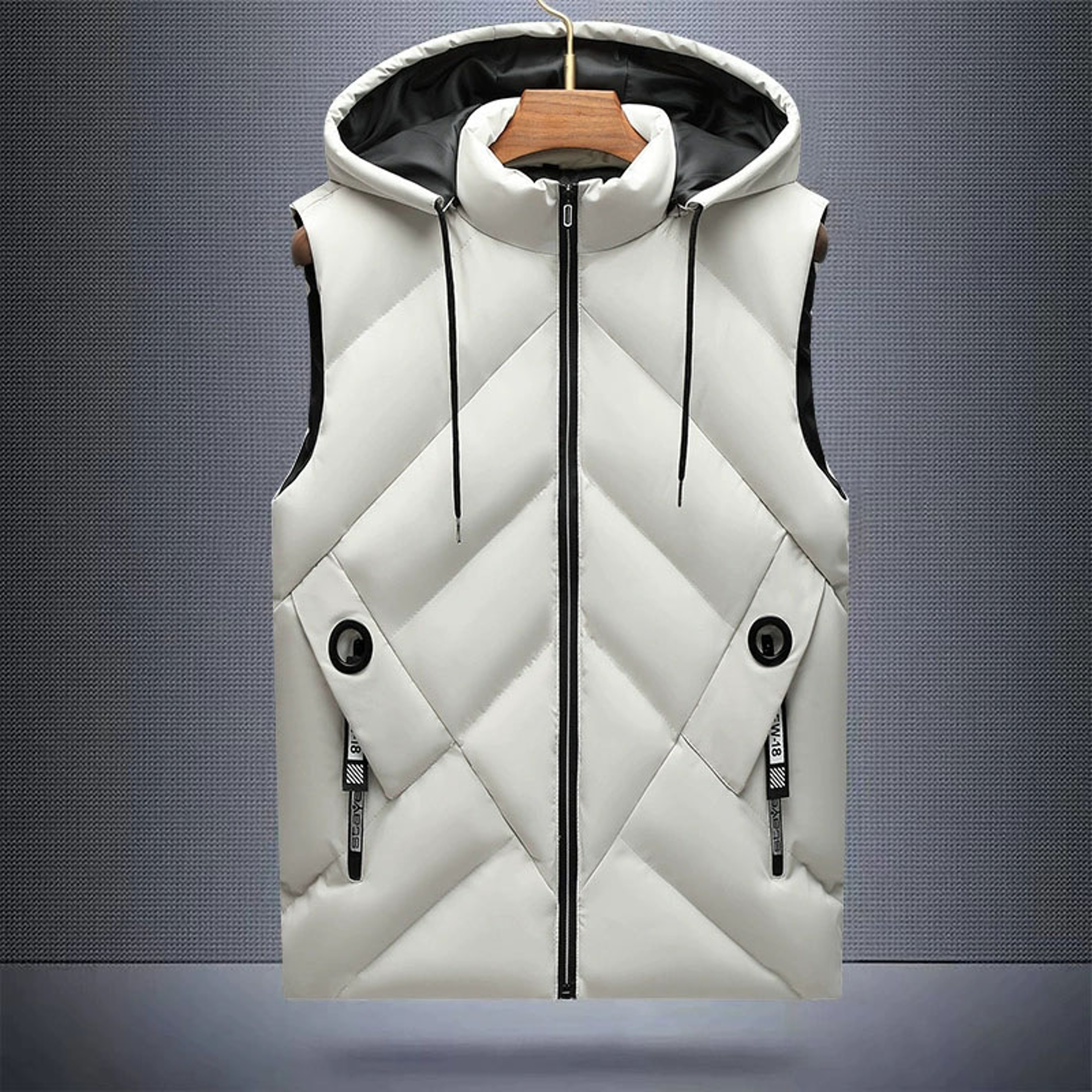 Men's Winter Down Vest, Waterproof, Hooded with Detachable Hat, Stand Up Collar Sleeveless Coat, Casual Waistcoat – view 1