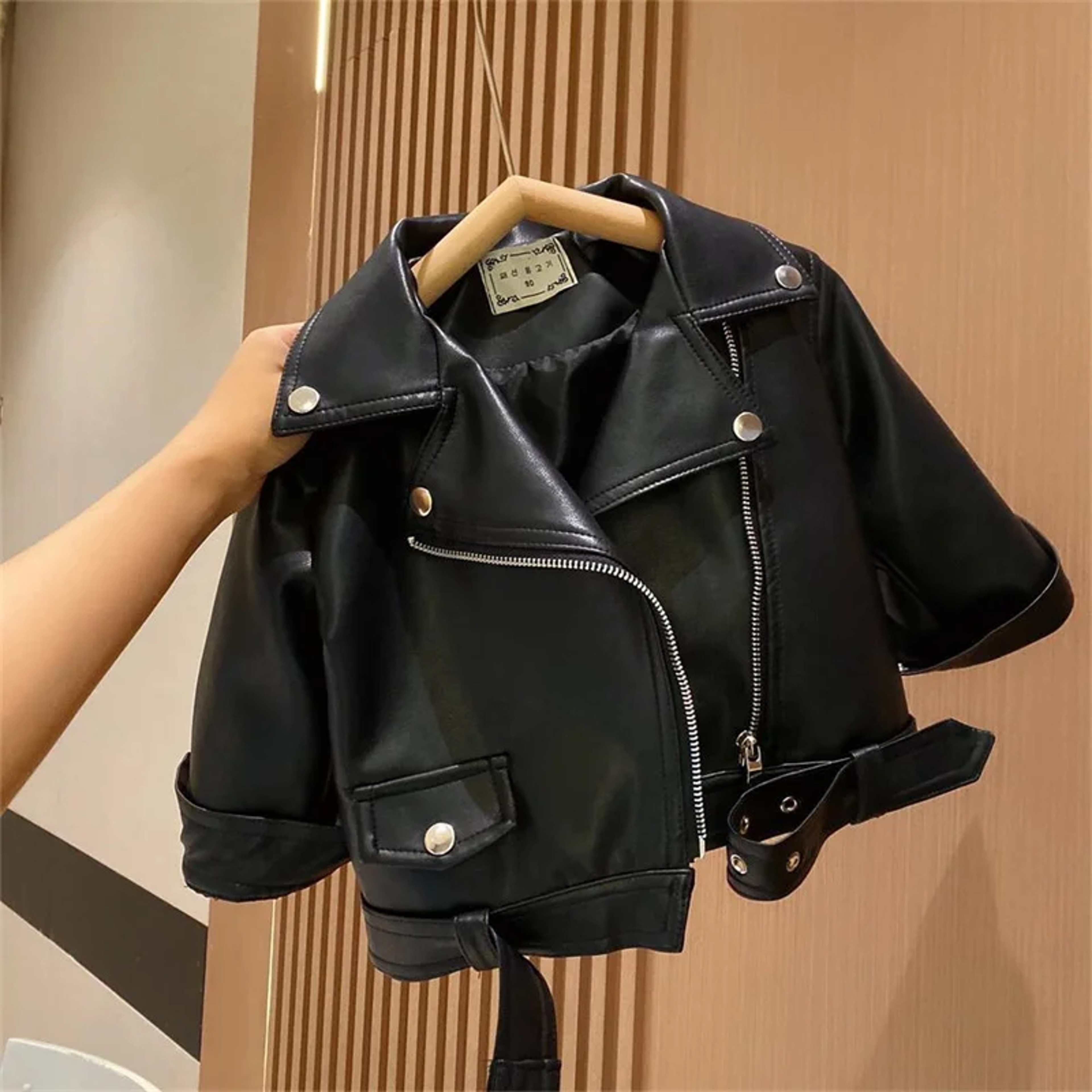 2024 New Classics, Handsome Boys Leather Jacket, Spring Autumn Outerwear for Kids 2-8 Years, Zipper Fly PU Coat – view 1