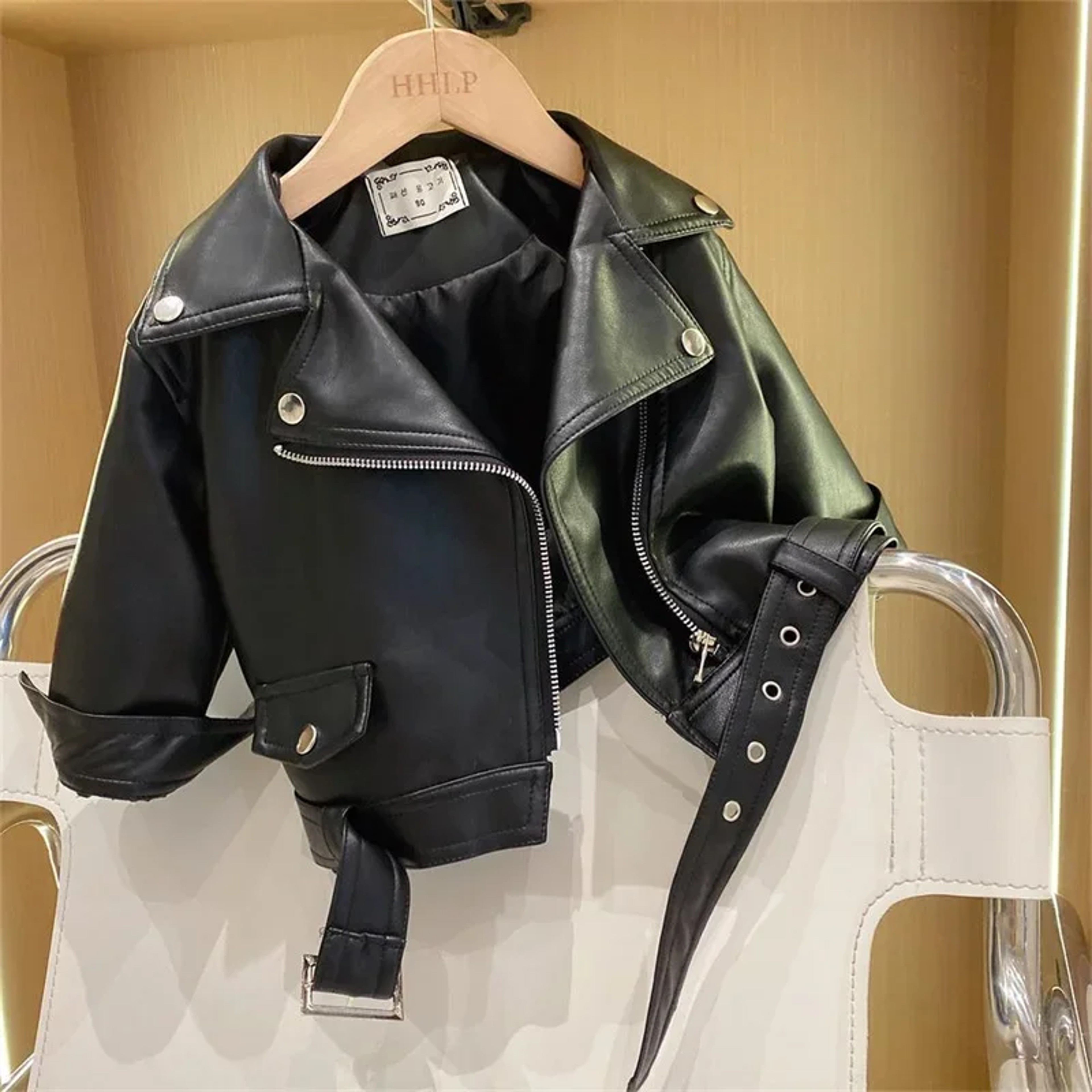 2024 New Classics, Handsome Boys Leather Jacket, Spring Autumn Outerwear for Kids 2-8 Years, Zipper Fly PU Coat – view 4