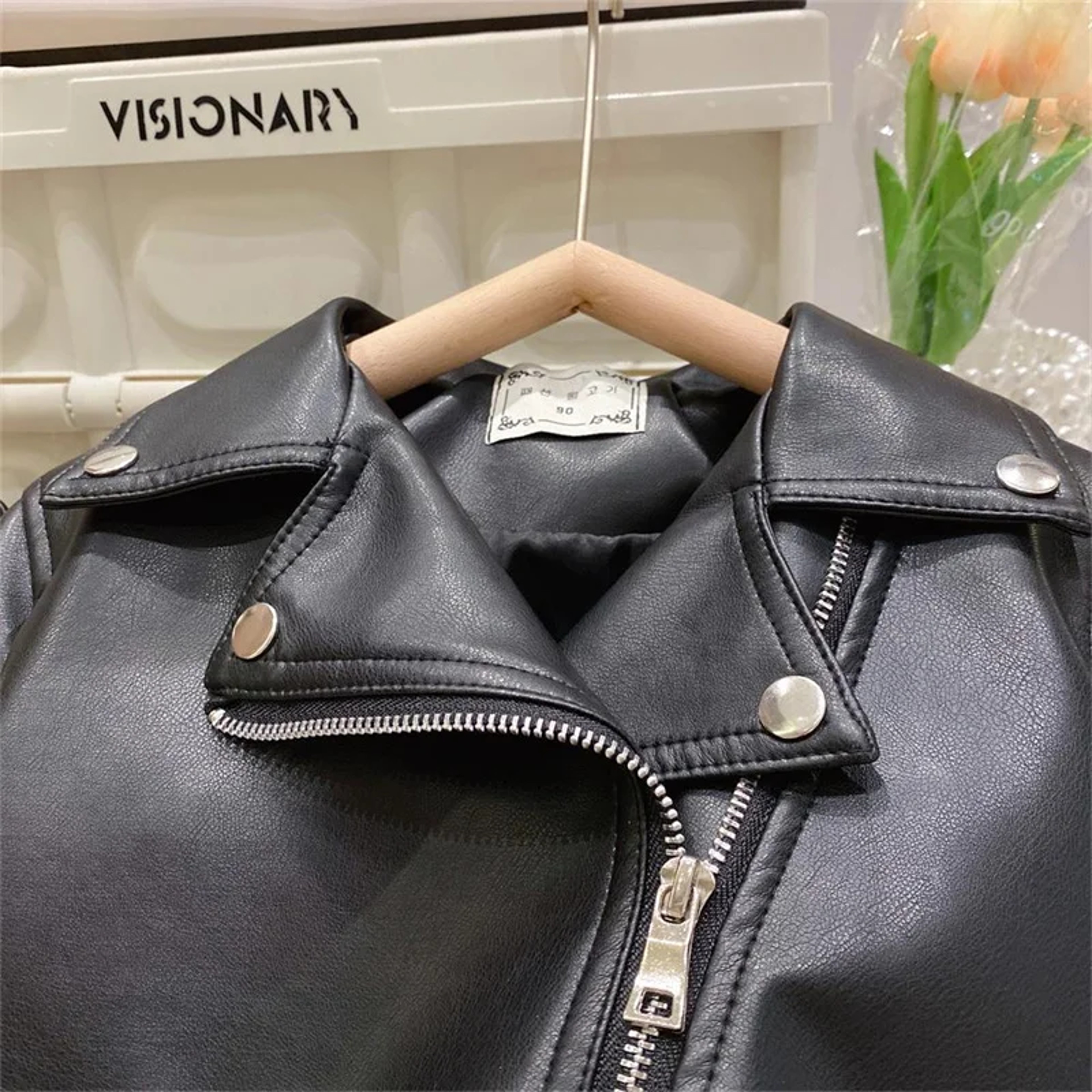 2024 New Classics, Handsome Boys Leather Jacket, Spring Autumn Outerwear for Kids 2-8 Years, Zipper Fly PU Coat – view 5
