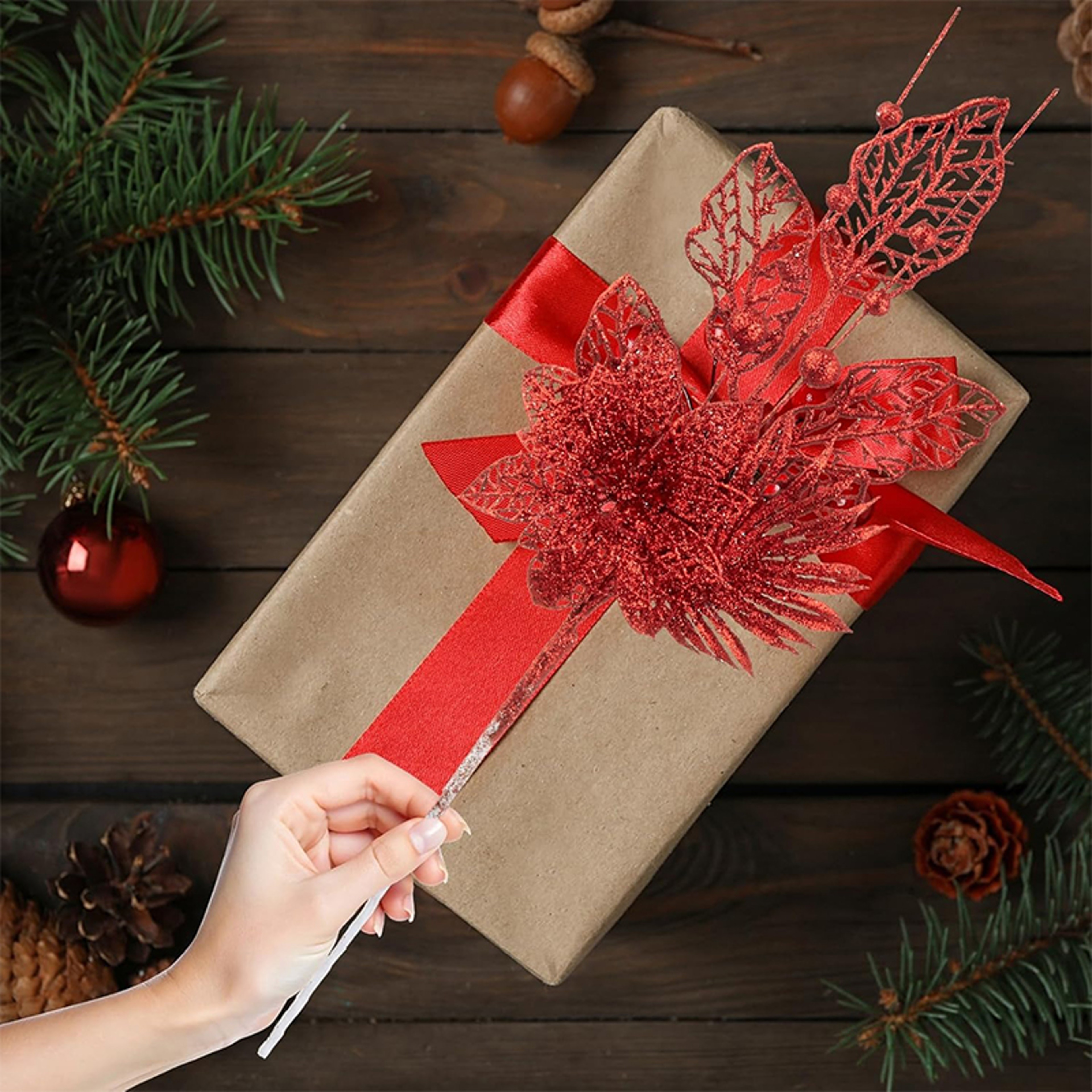 Christmas Decoration for Home, Artificial Glitter Berry Flower Branch, Tree and Party Supplies – view 5