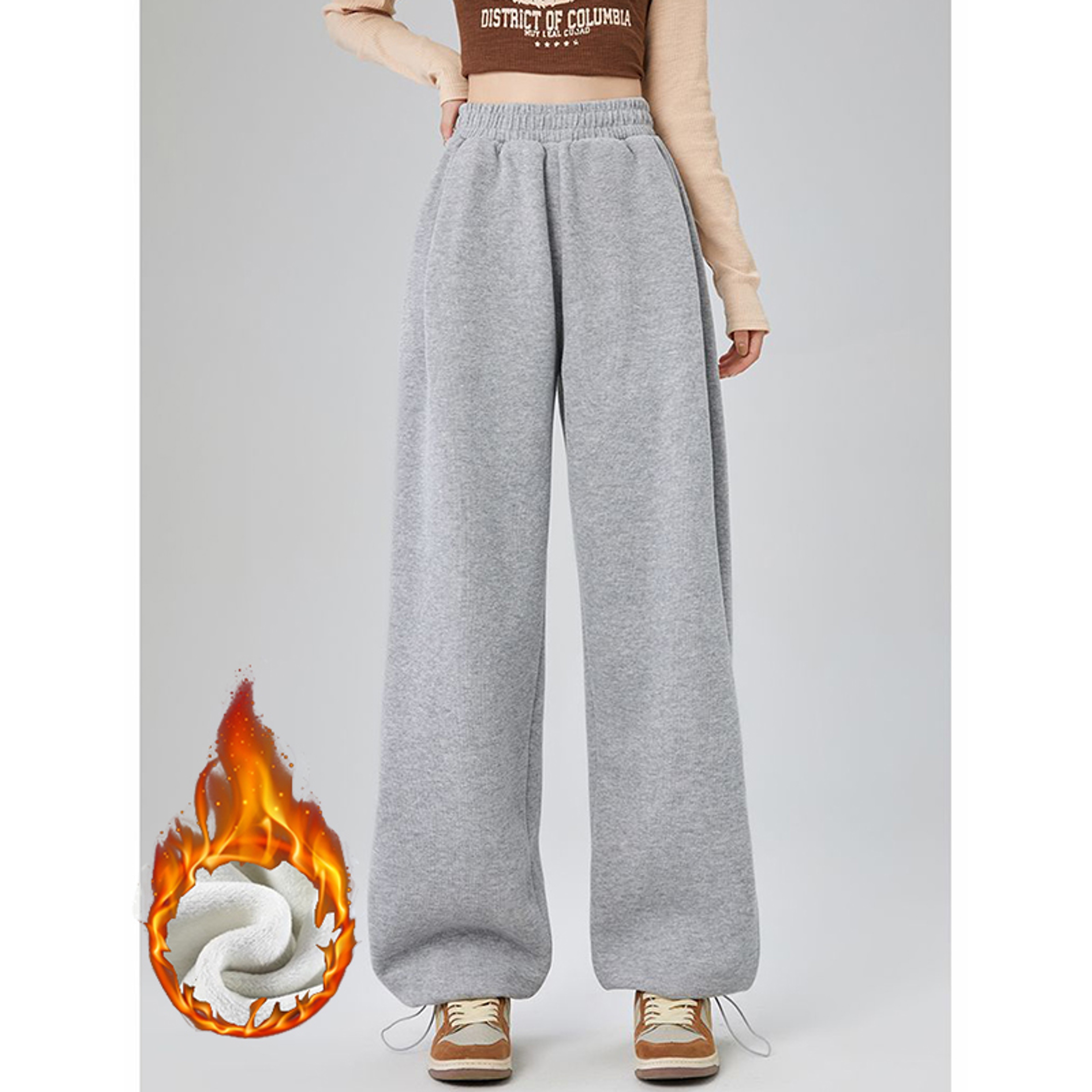 Womens High Waist Thermal Pants Slim Fit Fleece Lined Trousers Plush Winter Snow Warm Straight Leg  9