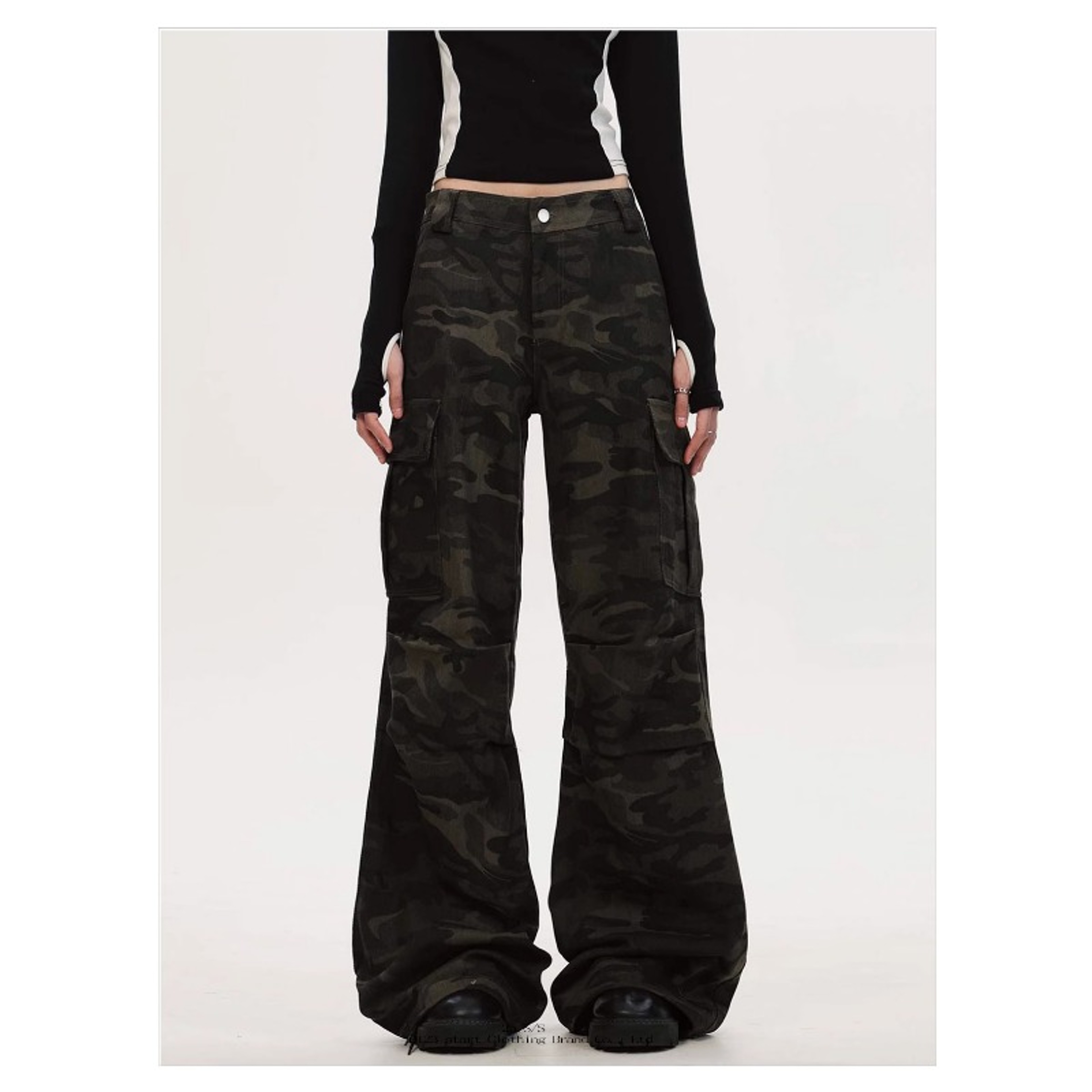 Women's High Waist Loose Fit Jeans, American Straight Leg Trousers, Multi Pocket Cargo Overalls – view 1