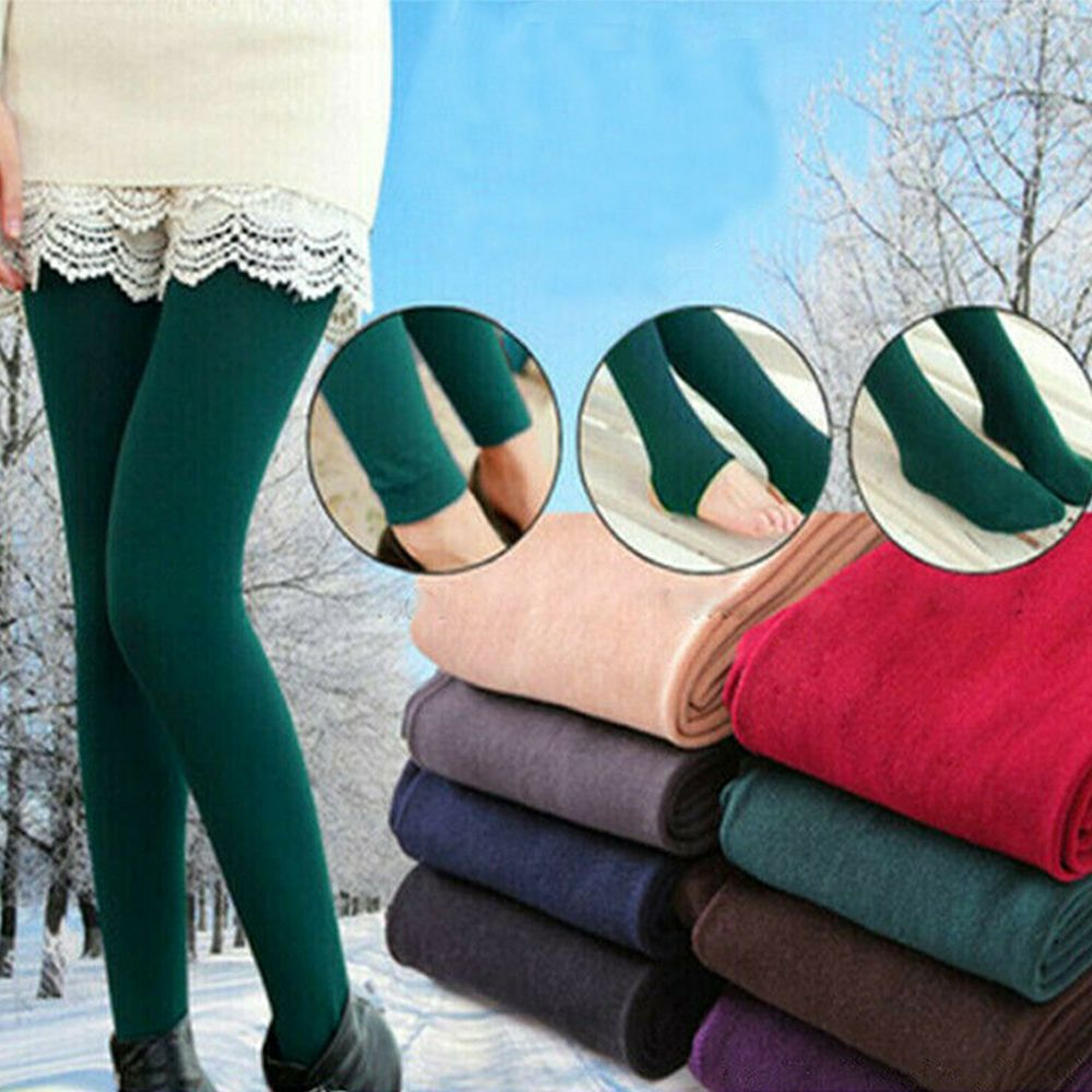 Thick Thermal Fleece Leggings, Women's Winter Hosiery, Full Foot Tights, Cold Weather Accessories – view 1