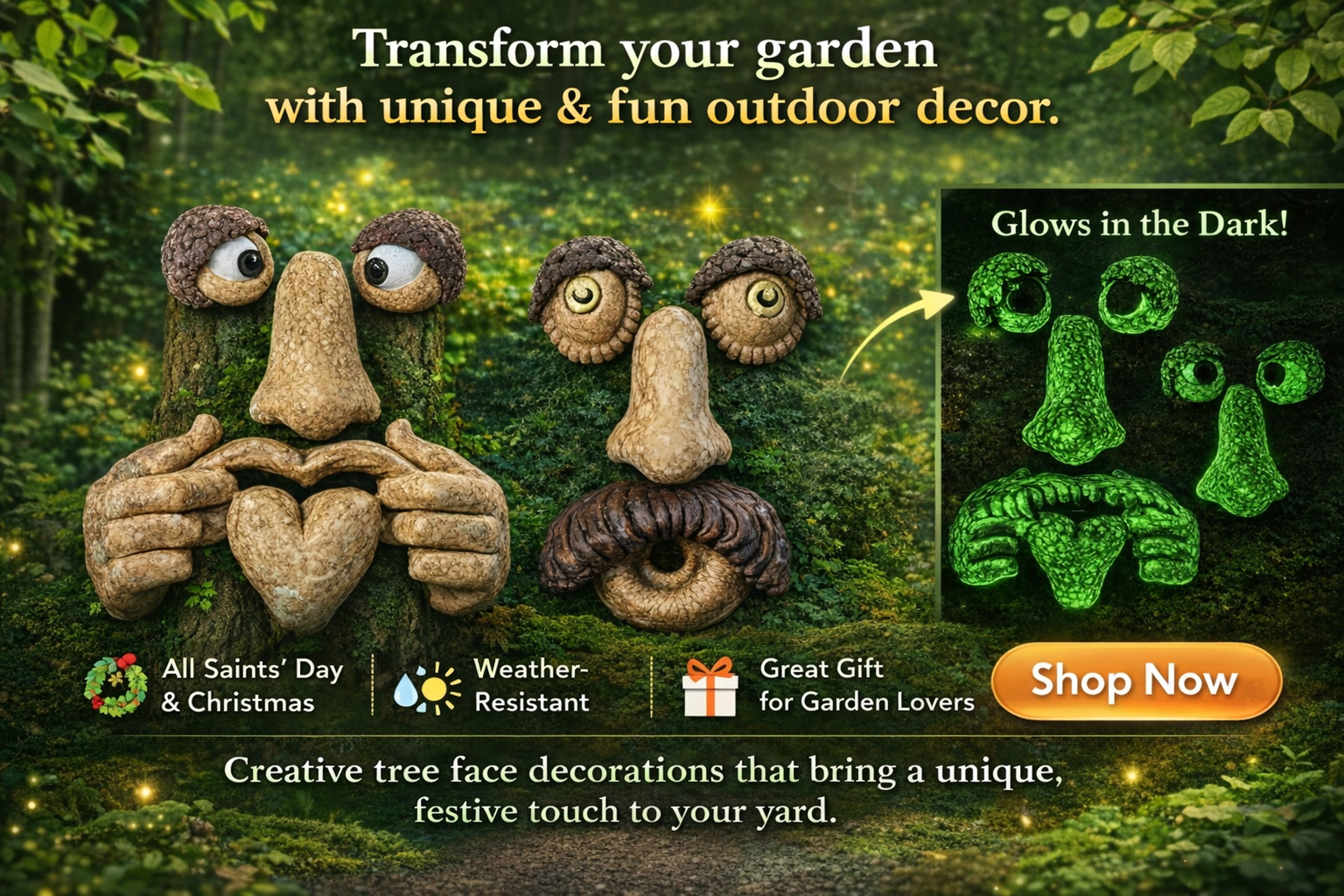 Whimsical Tree Face Sculpture, Fun Outdoor Garden Decor for All Seasons – view 8