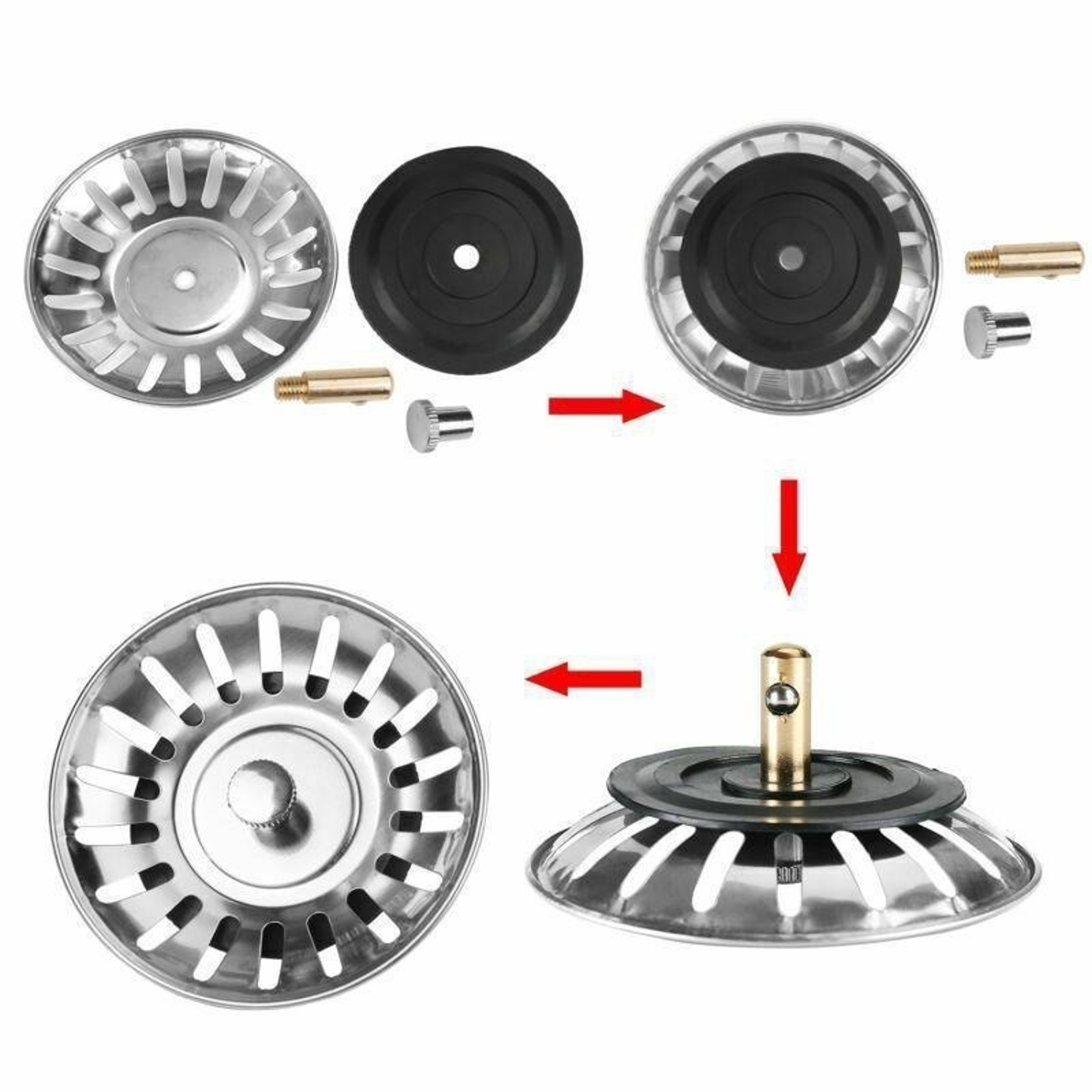 Premium Stainless Steel Sink Strainer  Stopper Kitchen Drain Filter  Waste Plu 3