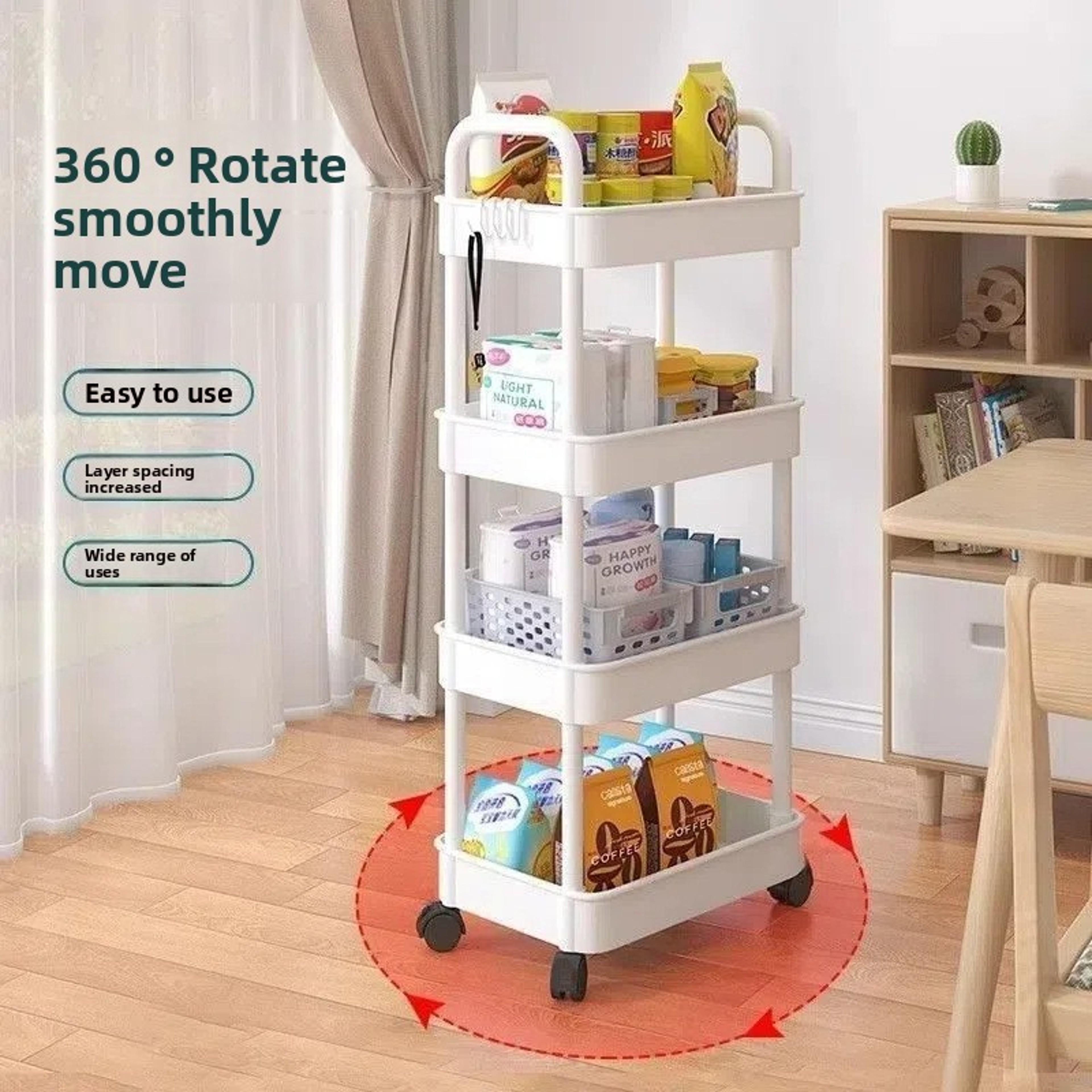 Kitchen Storage Rack Trolley Rolling Multi Shelf Organizer 2
