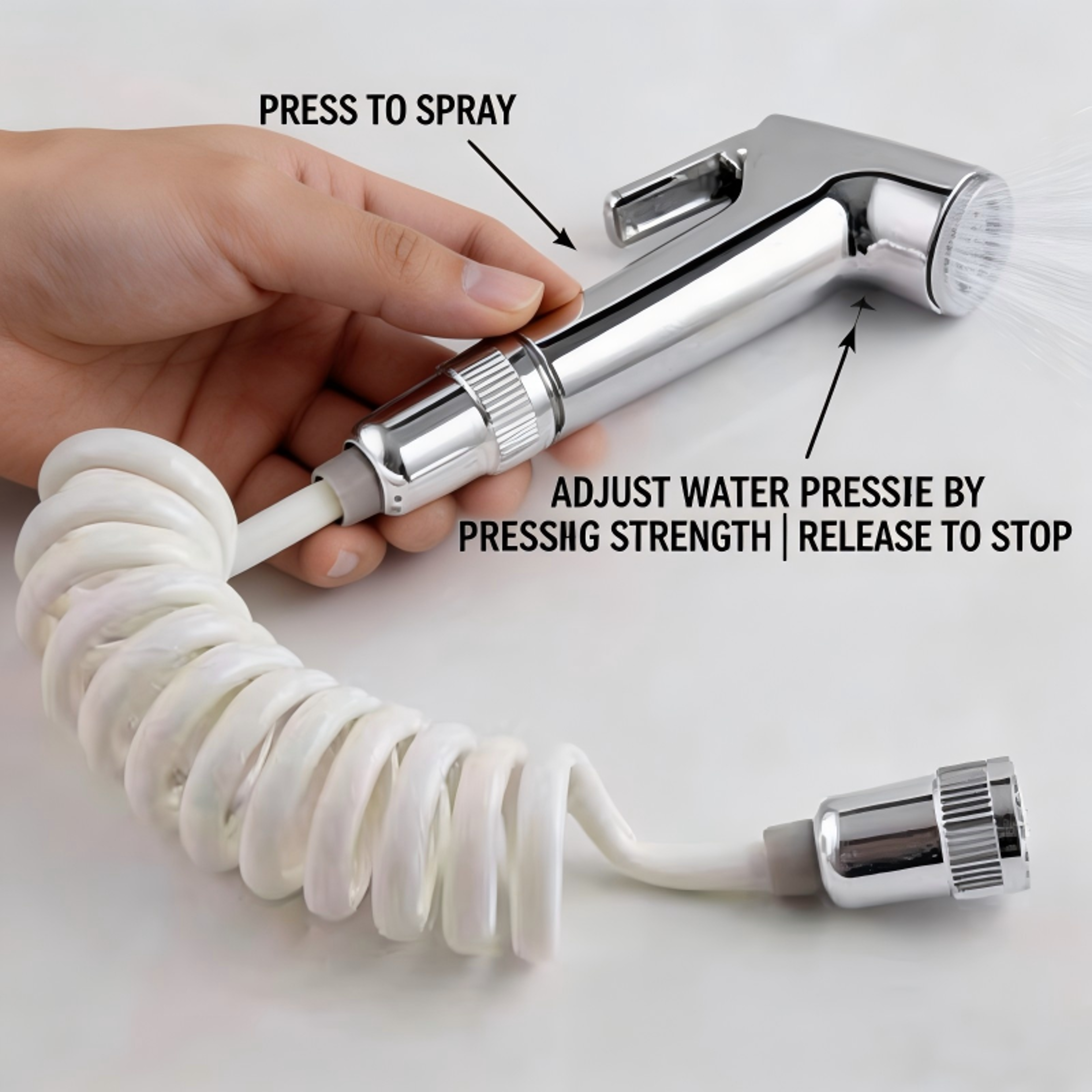 Premium Handheld Bidet Spray Kit With Adjustable Nozzle And Faucet Connector 4