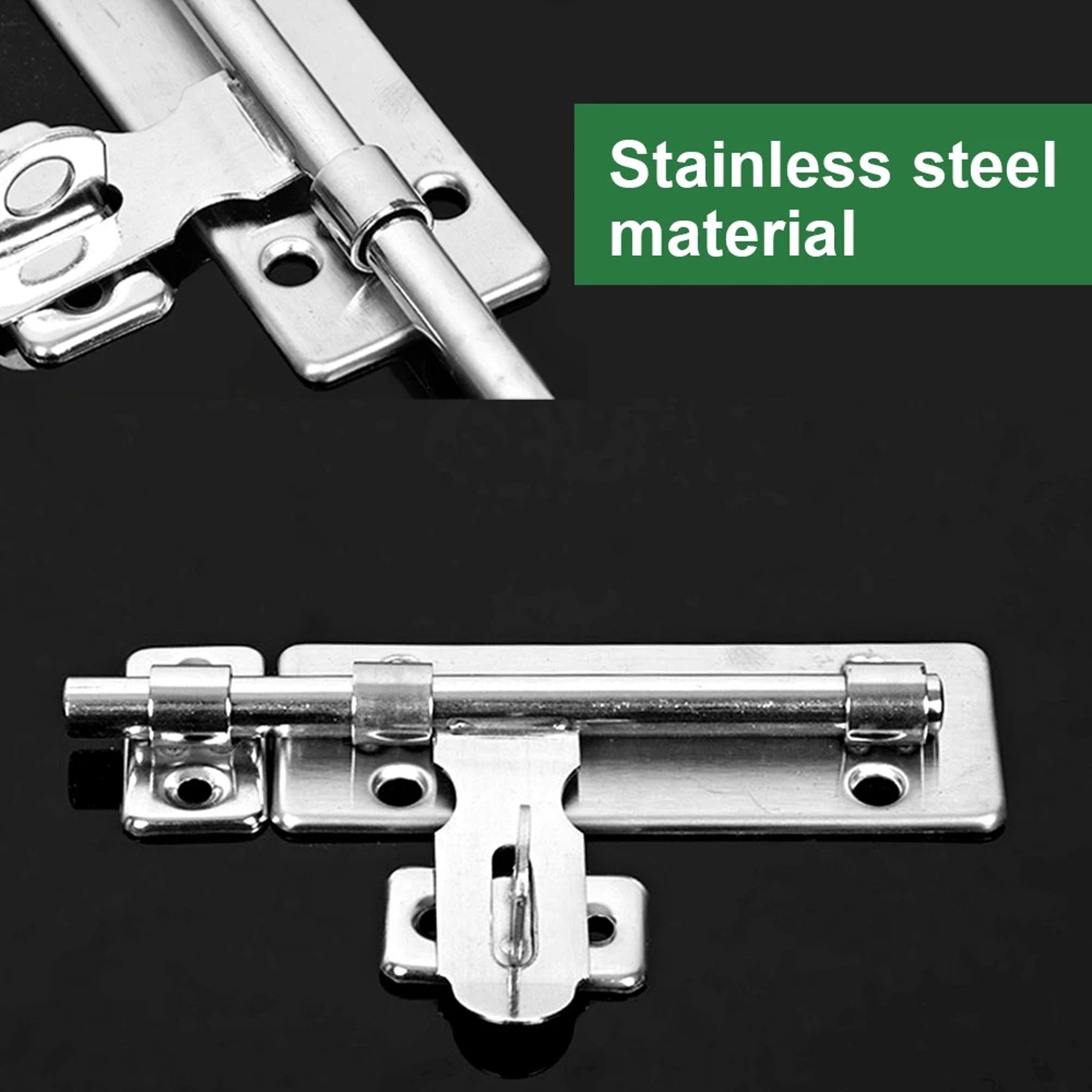 Stainless Steel Barrel Bolt & Padlock Latch Set for Doors Windows and Drawers – view 5