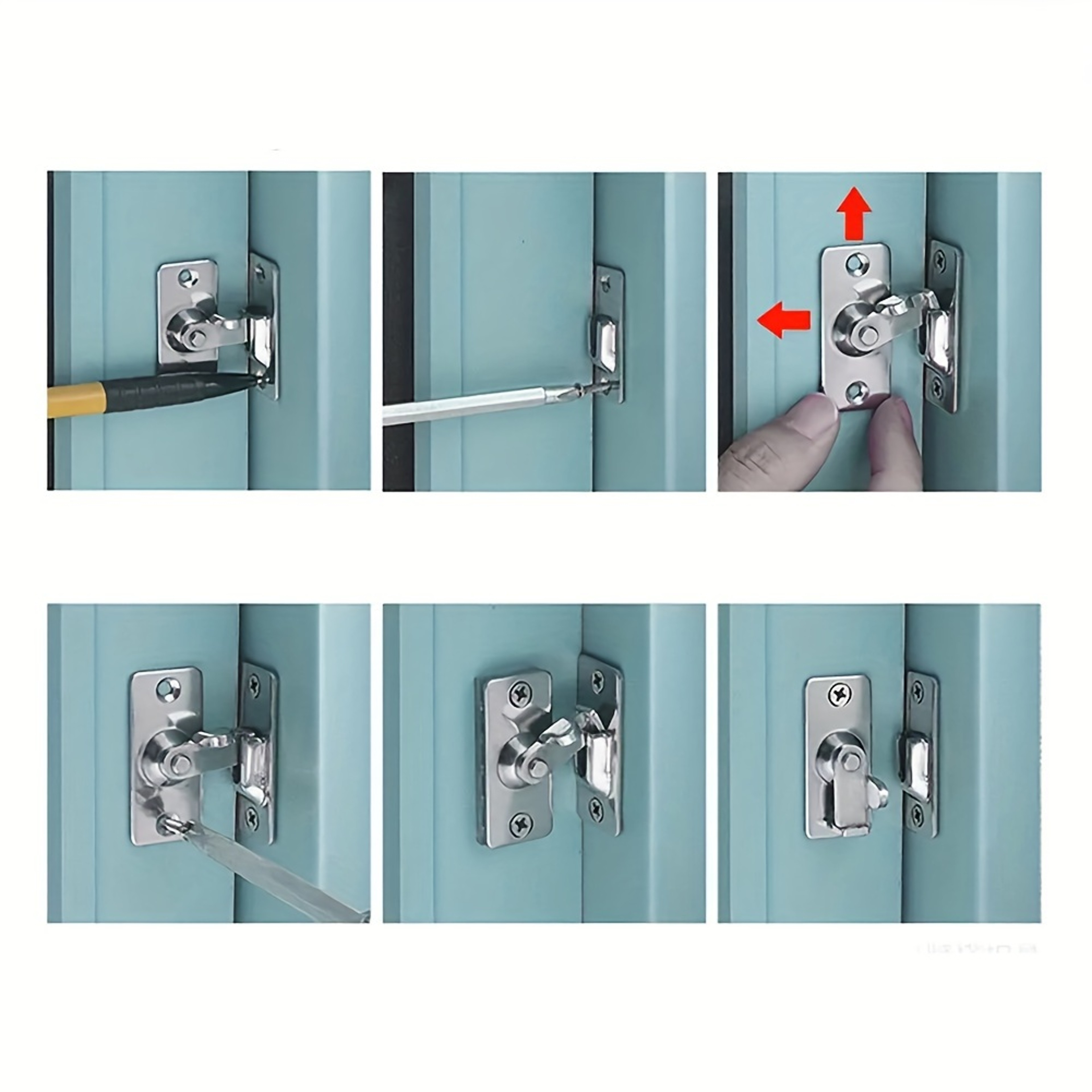 Premium Stainless Steel Sliding Door Latch  Right Angle Lock For Cabinets Barn  Closet 4
