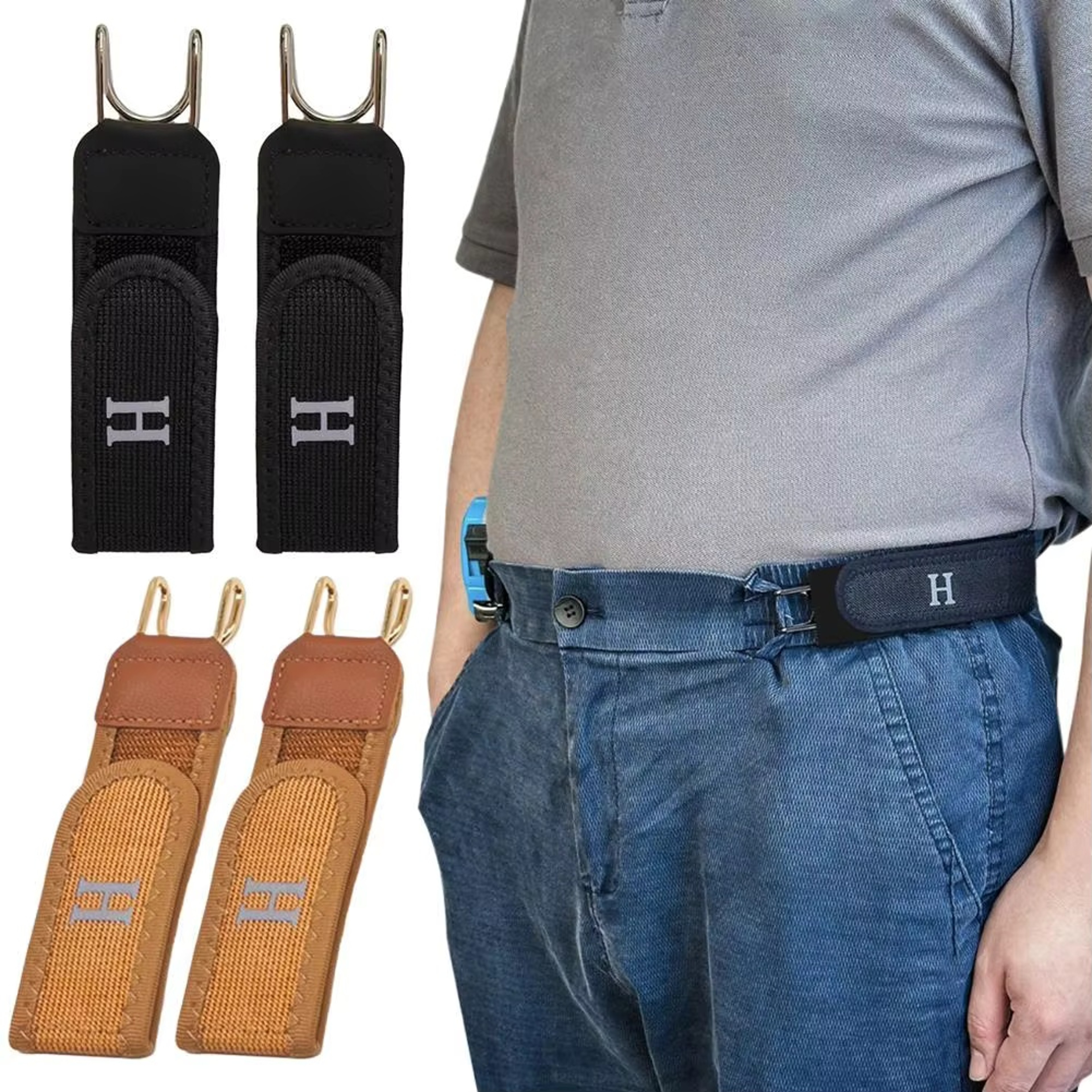 Adjustable Buckle less Belt with Elastic Velcro Hook for All Day Comfort and Invisible Fit – view 1