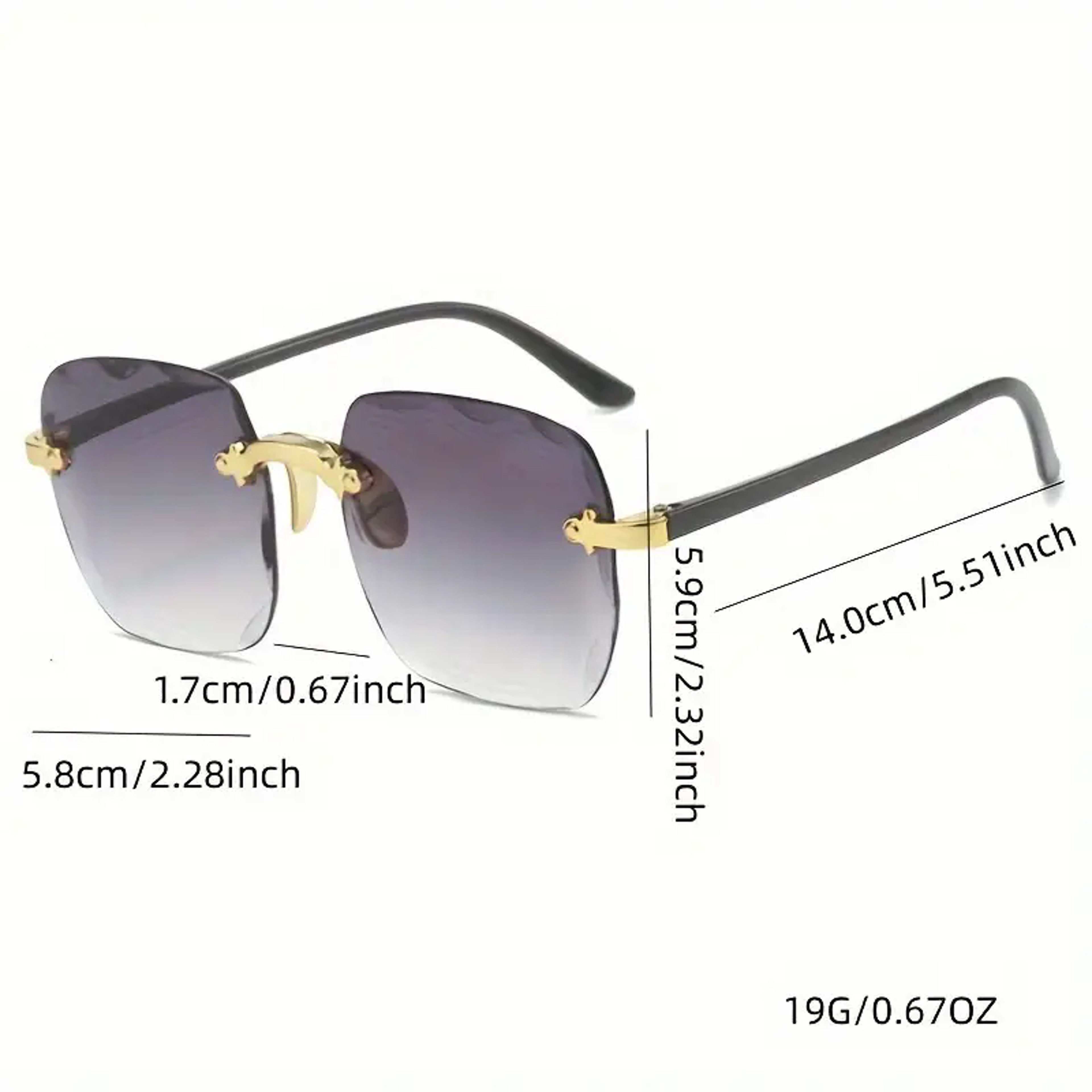 Luxury Rimless Square Sunglasses for Men & Women – view 4