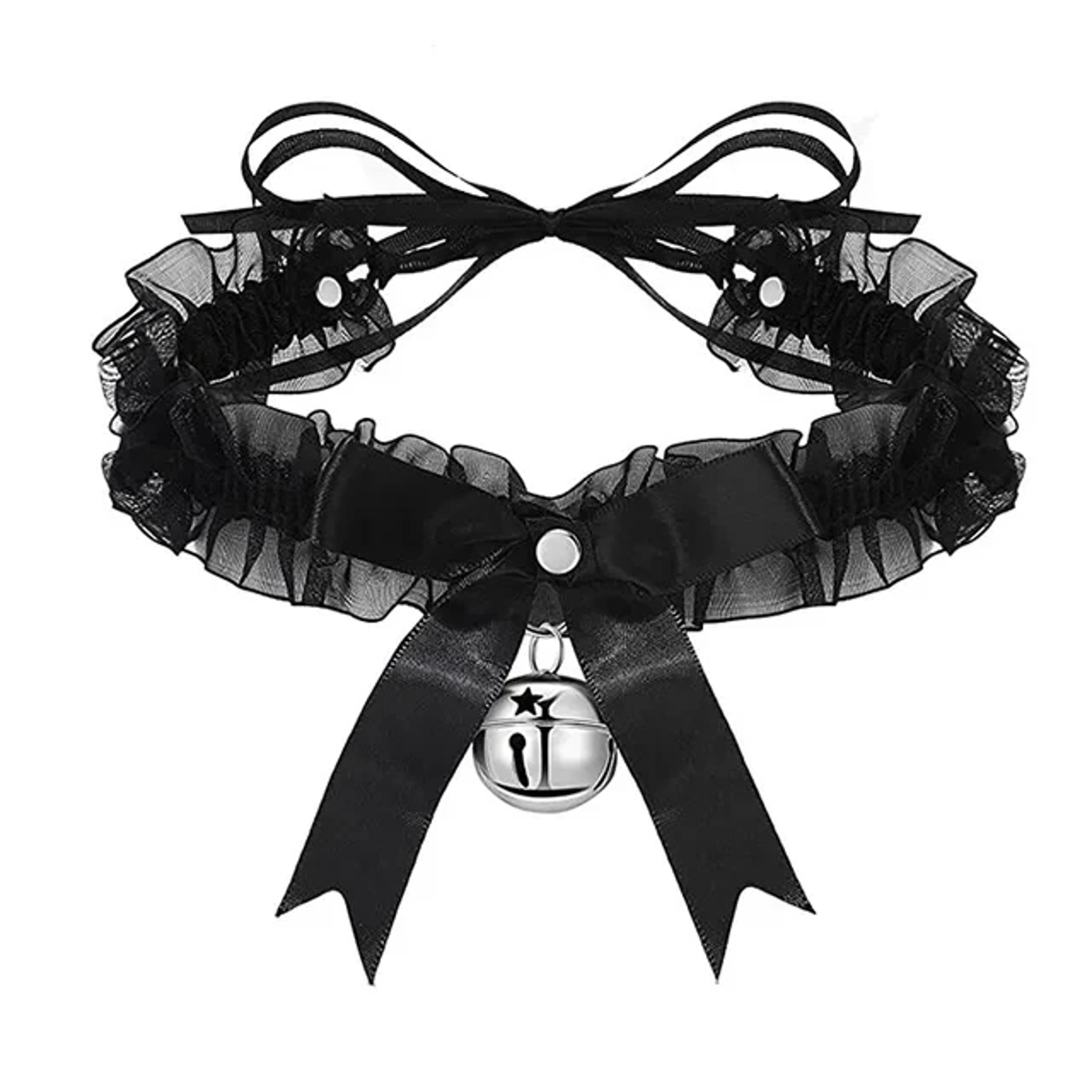 Elegant Lace Bow Choker Necklace with Bell Charm Romantic Collar Jewelry – view 7