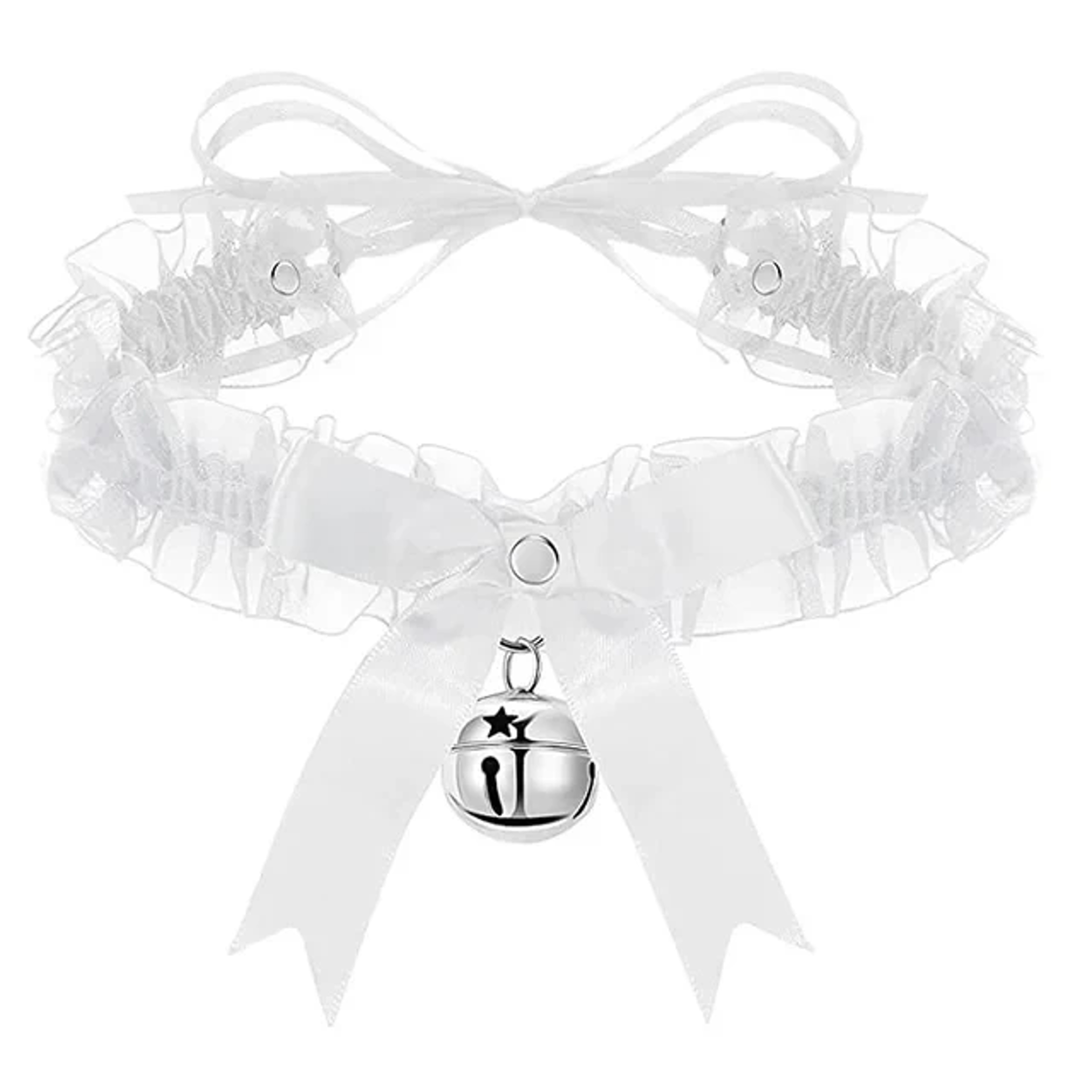 Elegant Lace Bow Choker Necklace with Bell Charm Romantic Collar Jewelry – view 8
