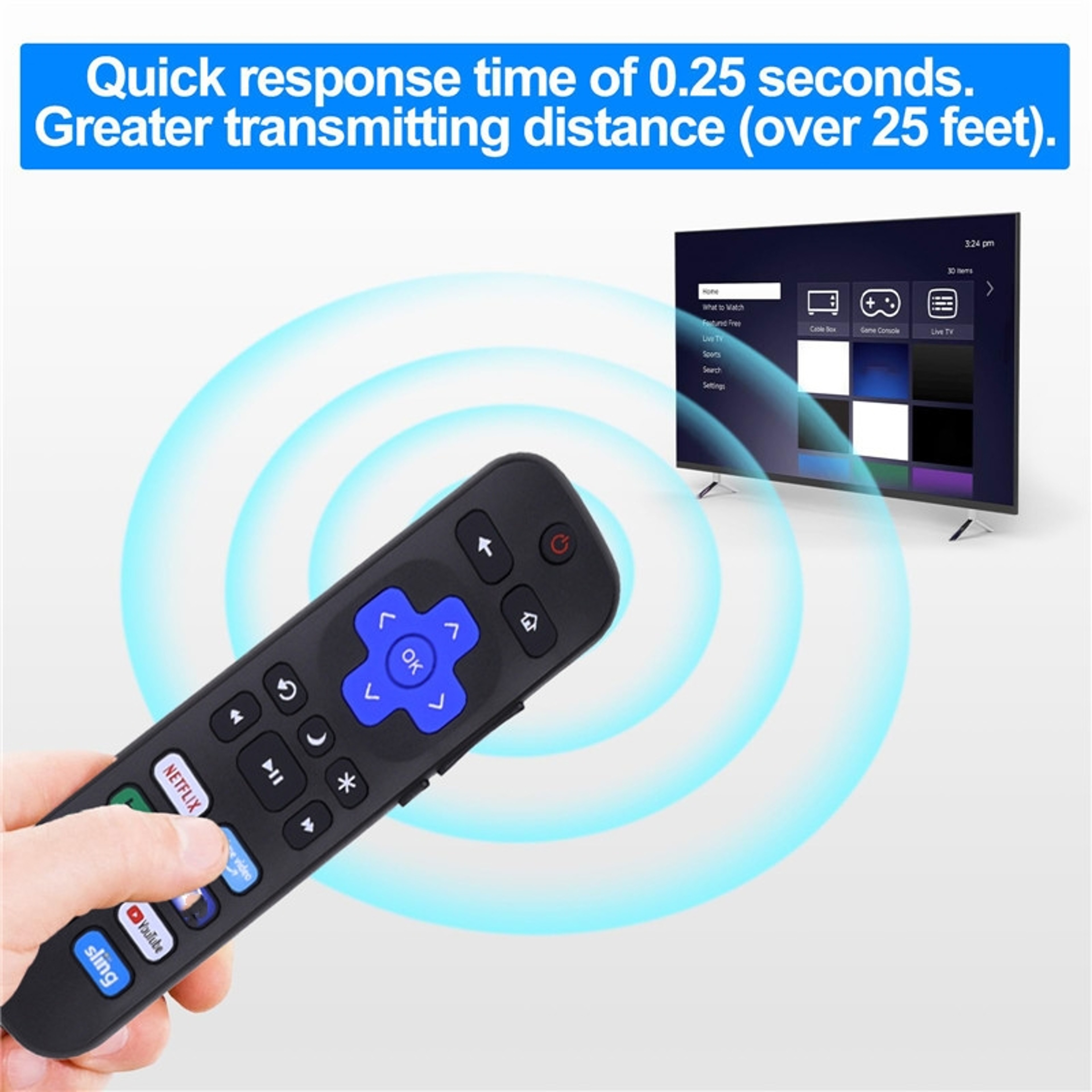 Universal Roku TV Remote Replacement with YouTube Shortcut for TCL, Hisense, Onn & Philips Roku TVs – view 3