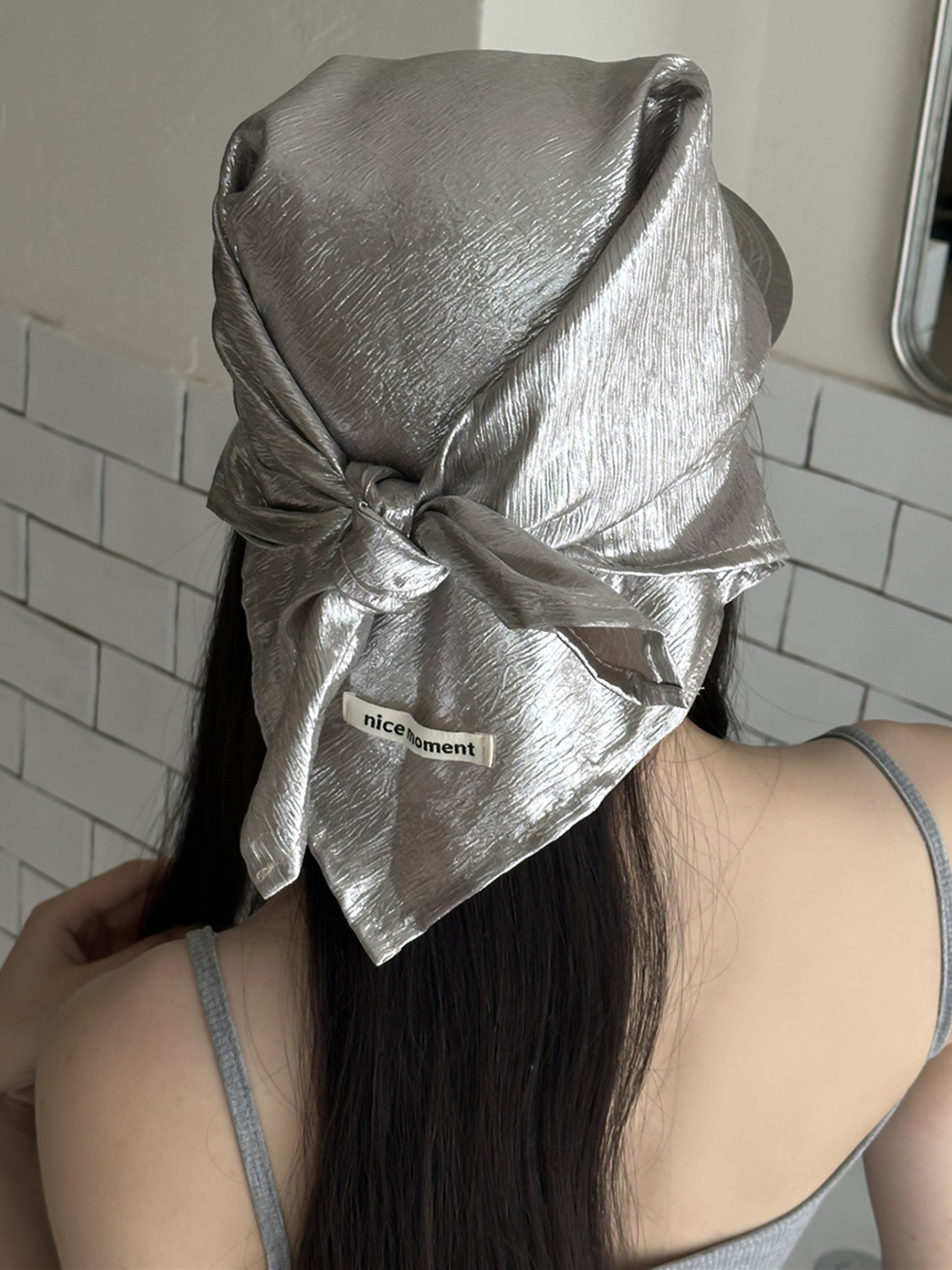 Liquid Silver Headscarf Baseball Cap For Women Retro Streetwear Sun Protection Hat 3