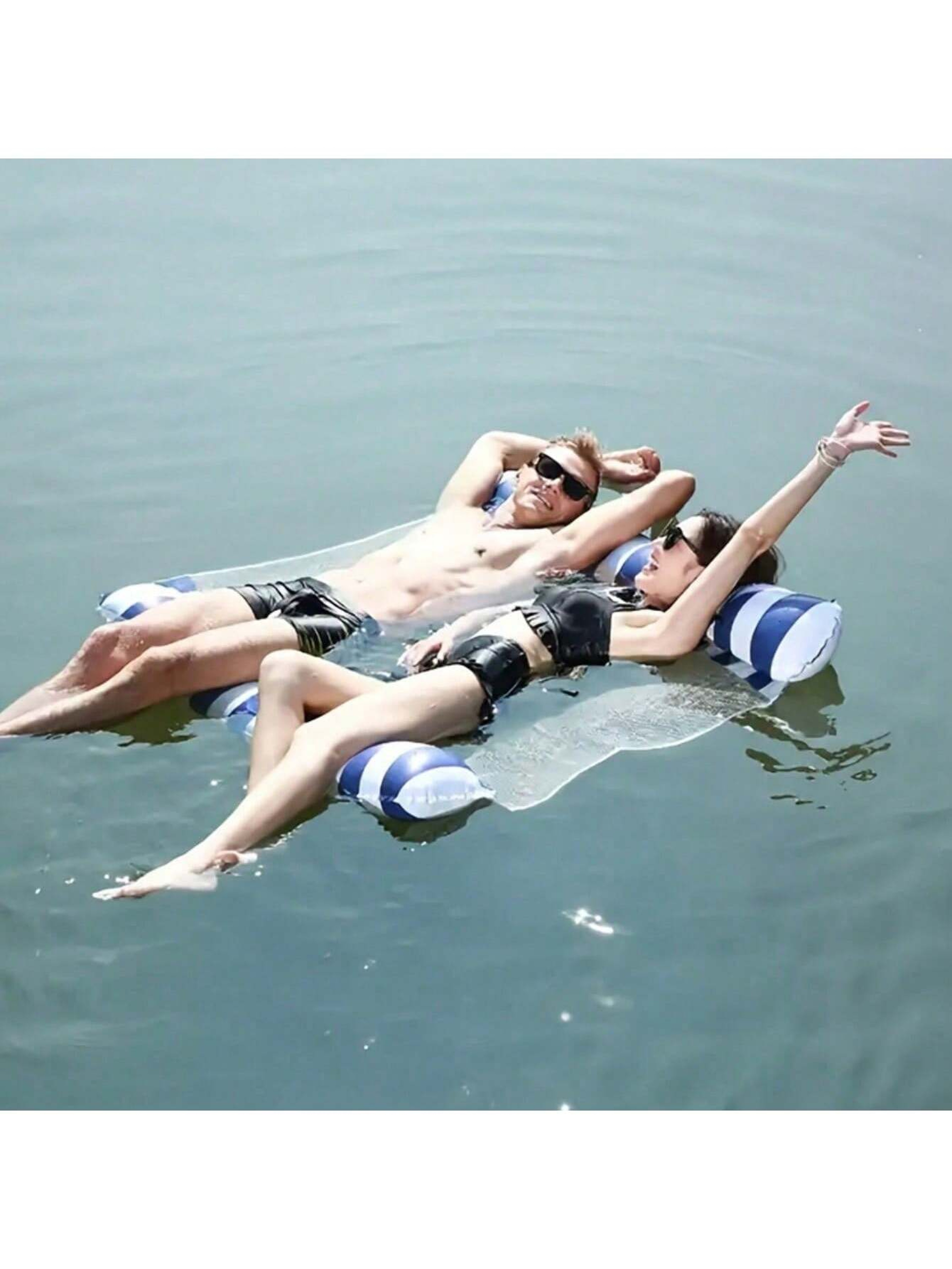 Double Person Inflatable Water Hammock Pool Float Lounger For Summer Fun 1