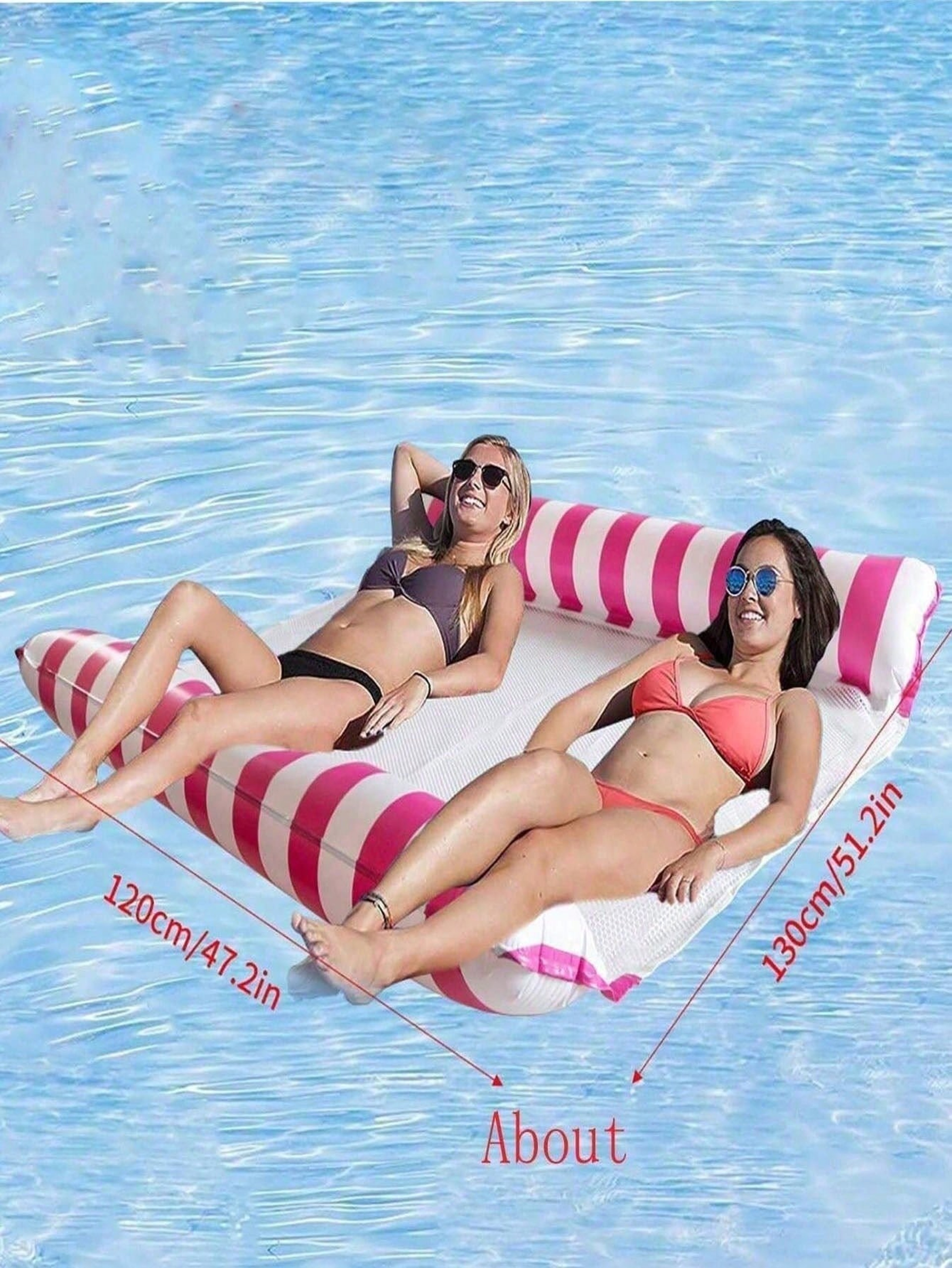 Double Person Inflatable Water Hammock Pool Float Lounger For Summer Fun 6