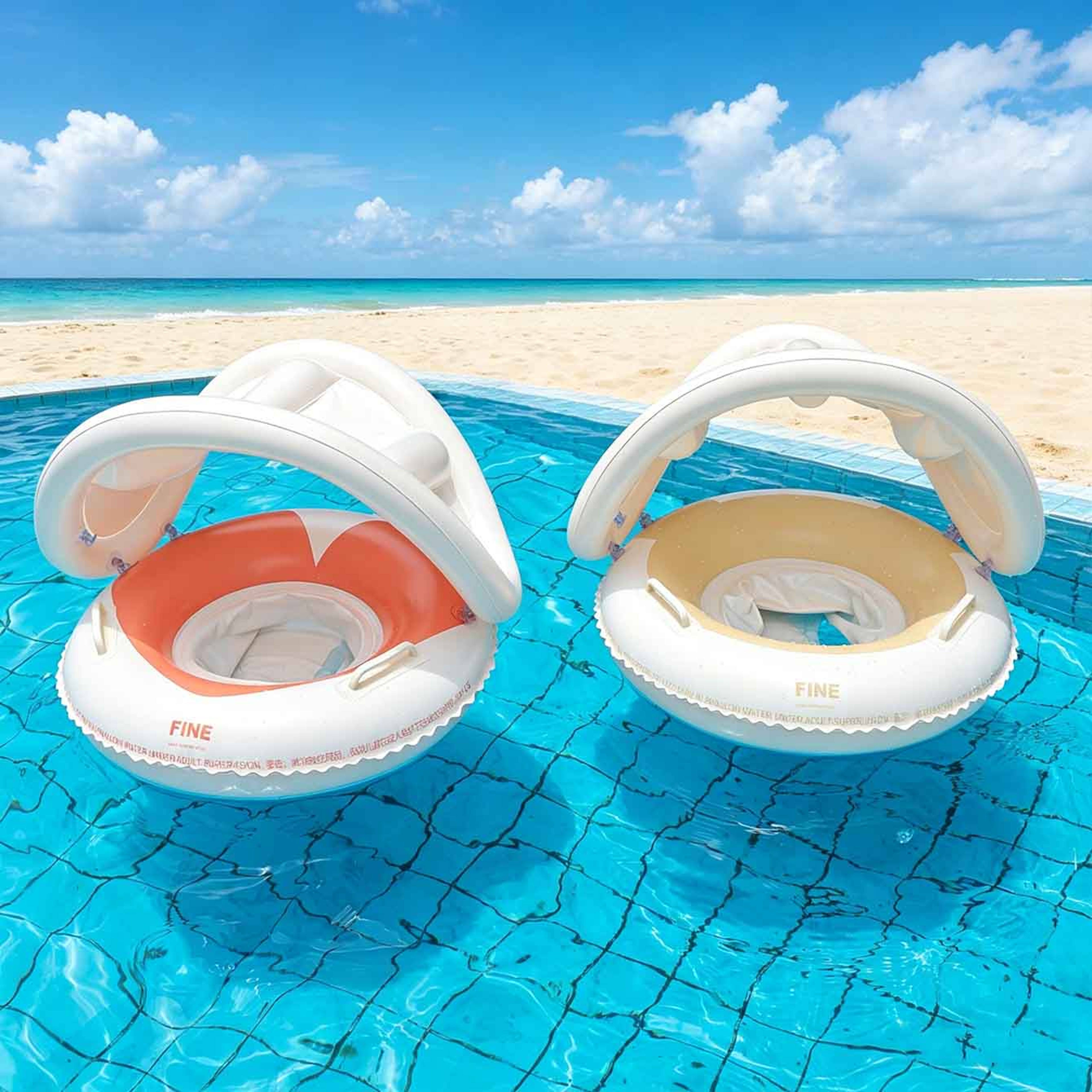 Sun Shade Comfort Pool Float Seat With Canopy  Backrest For Beach And Pool Relaxation 0