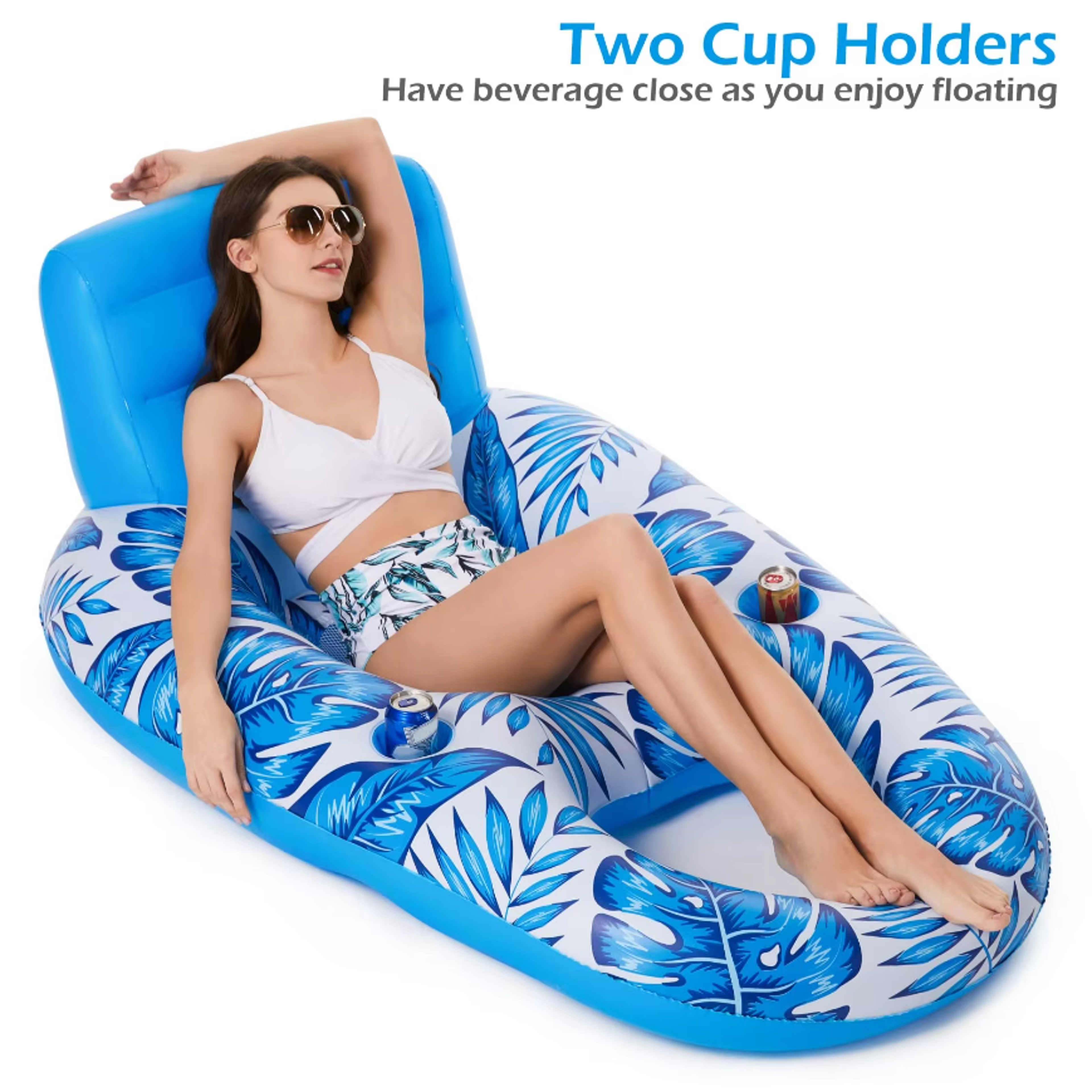 Aqua Relax Inflatable Pool Float Chair with Cup Holders for Adults & Lake Lounging – view 4