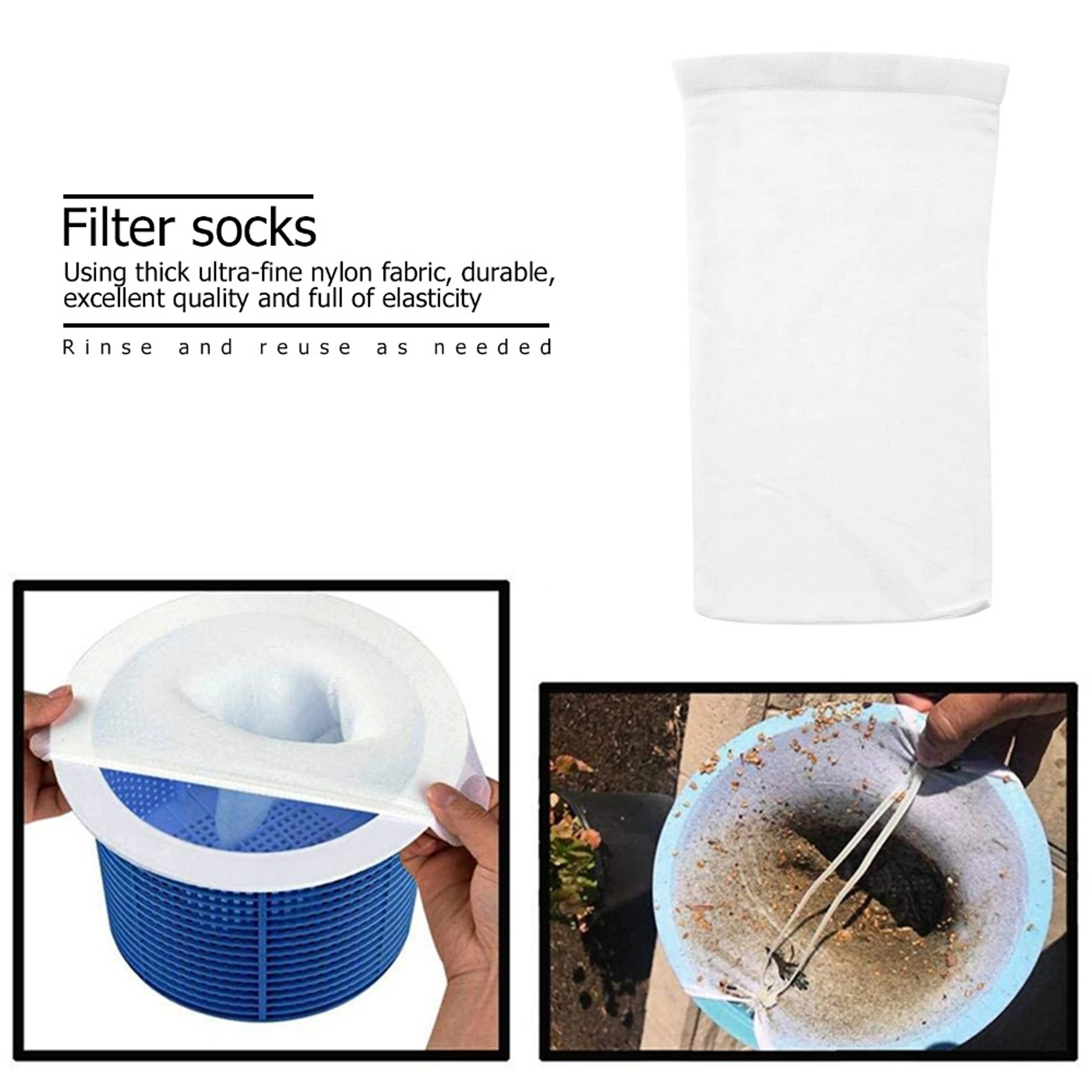 Pool Skimmer Saver Socks Reusable Fine Mesh Filter Covers for Cleaner Pools – view 5