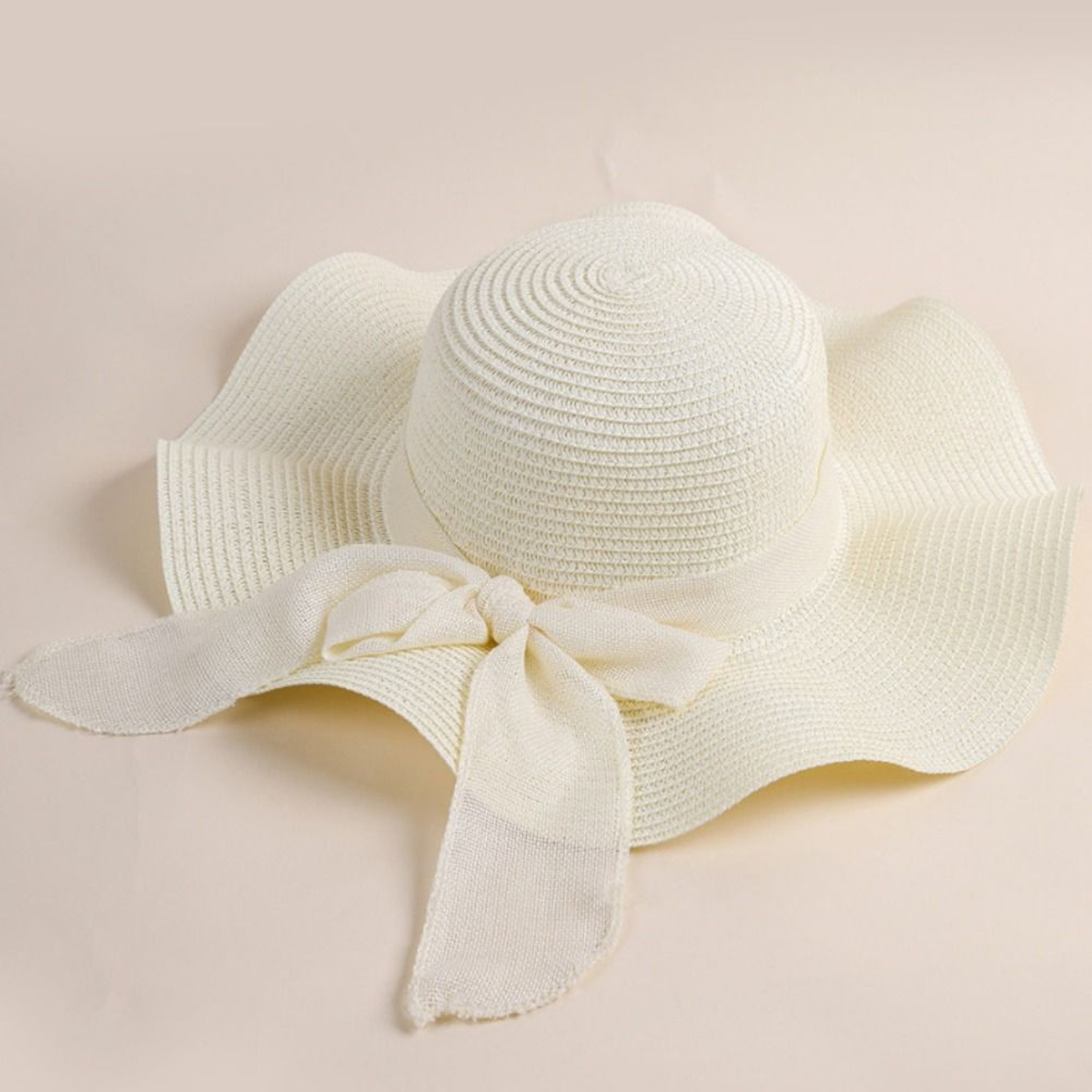 UV Shield Foldable Straw Sun Visor Hat With Wide Brim  Bow Ribbon 1