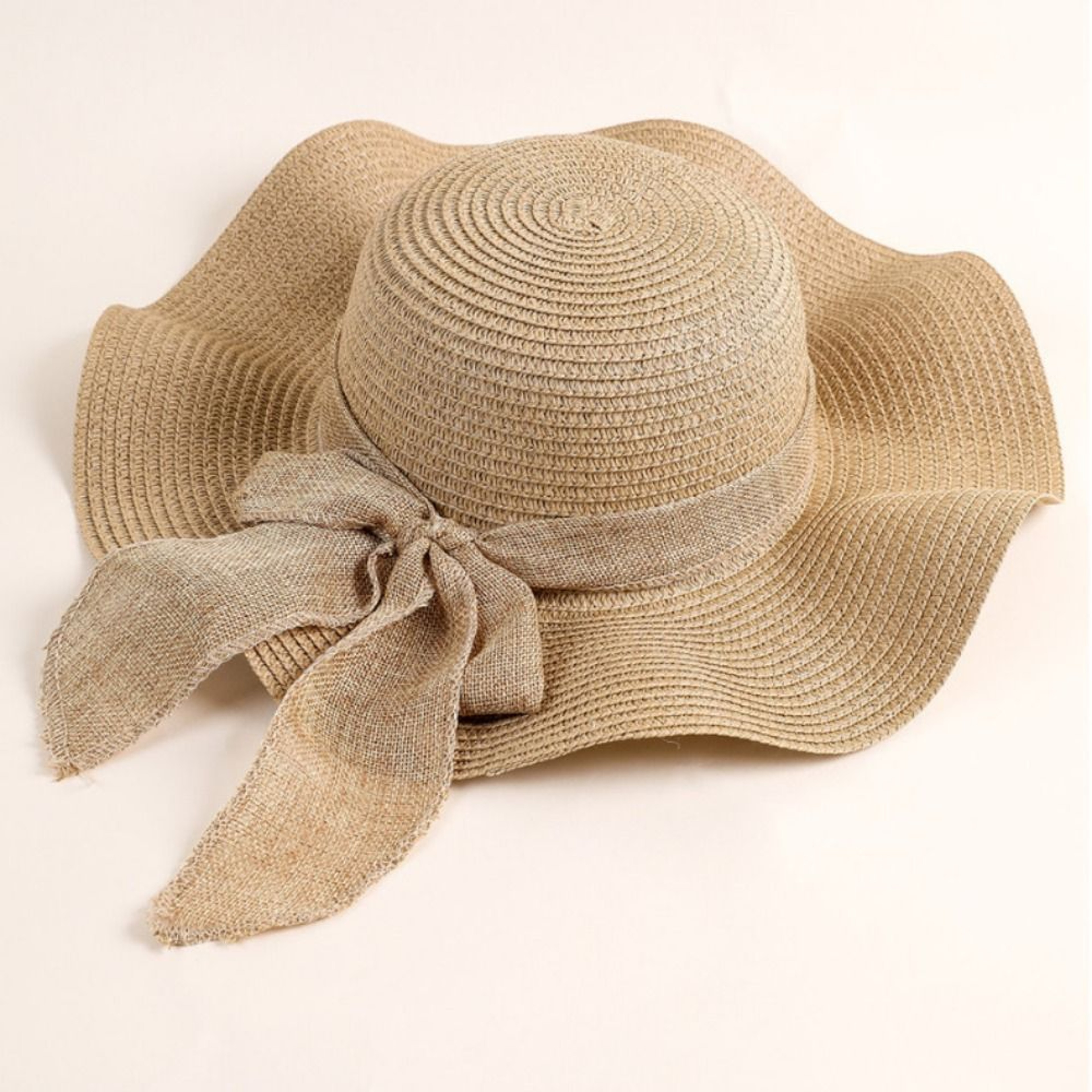 UV Shield Foldable Straw Sun Visor Hat With Wide Brim  Bow Ribbon 6