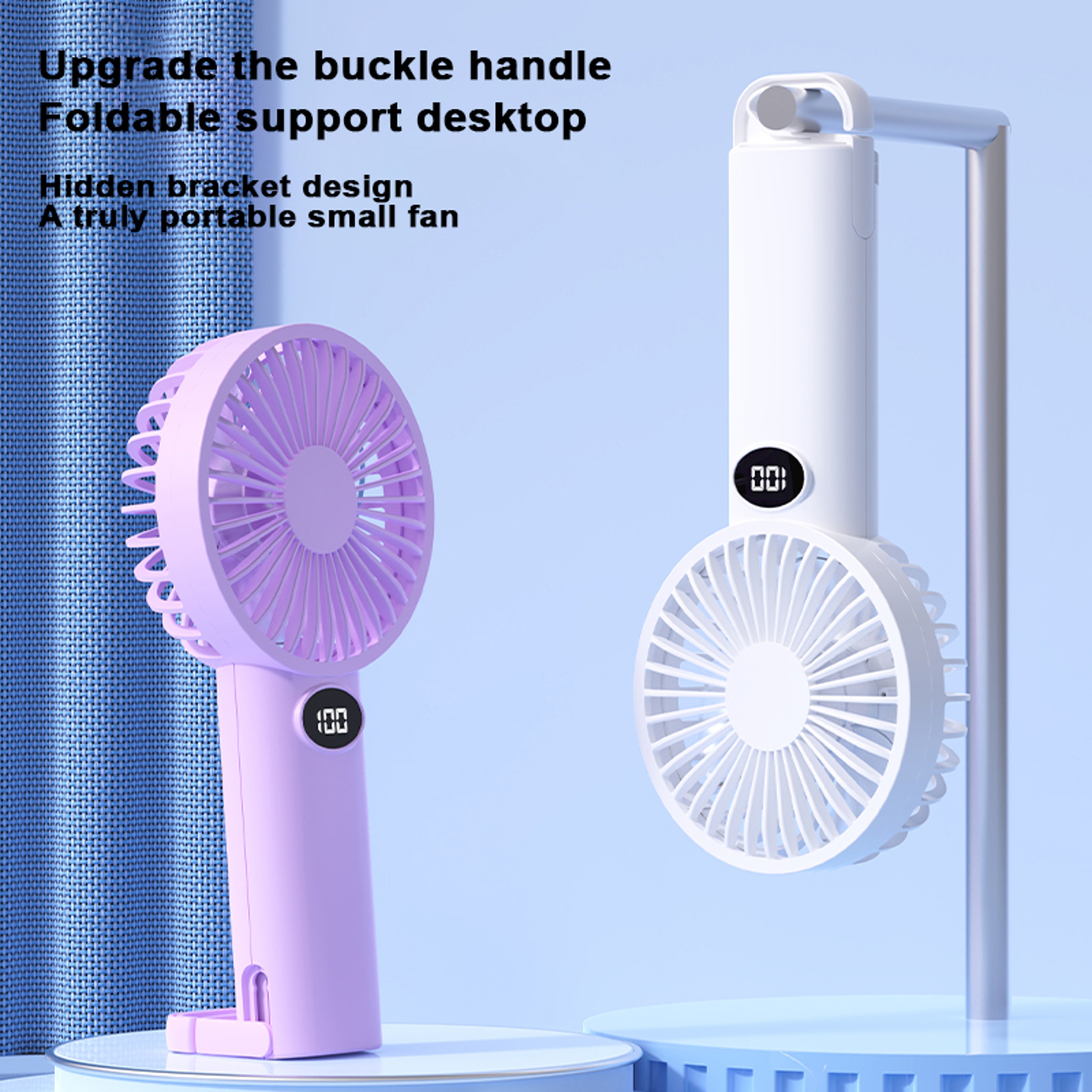 Portable Handheld Fan LCD Display Speed Rechargeable USB Personal Cooling Mini Fan – view 4