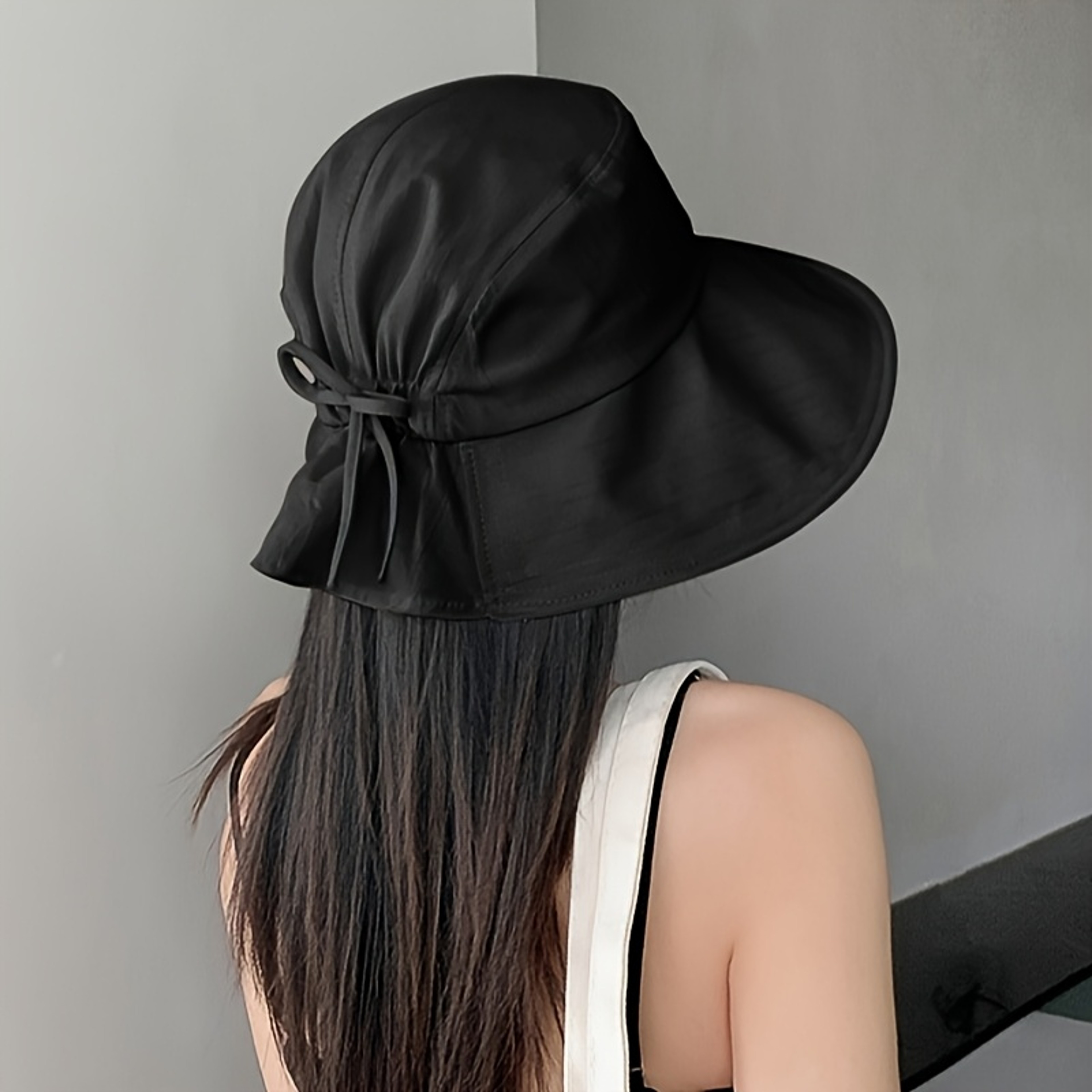 Womens Wide Brim Foldable Sun Hat for Beach UV Protection Travel with Bow – view 3