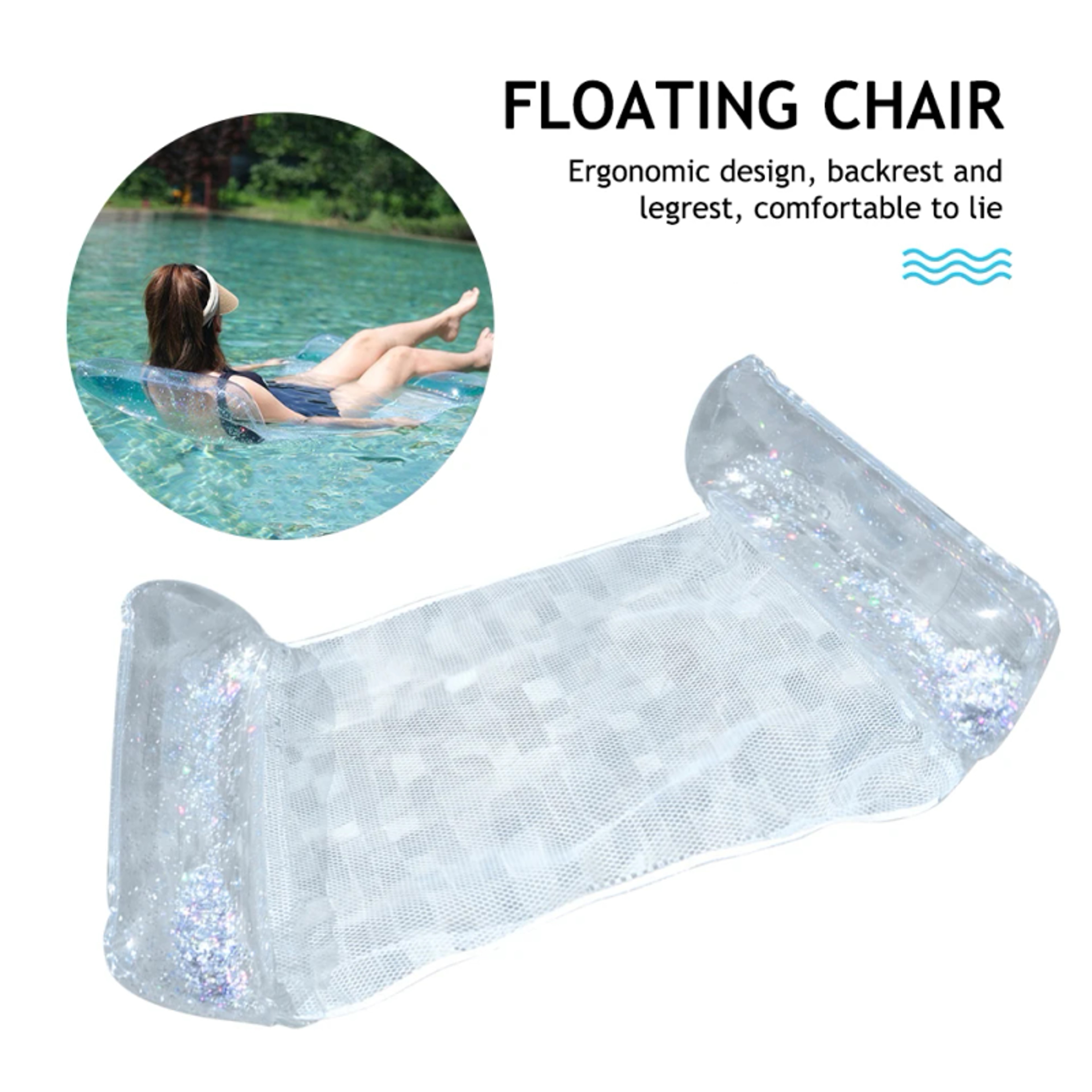 Inflatable Water Hammock Pool Float Recliner PVC Floating Swimming Mattress Lounge Bed 1