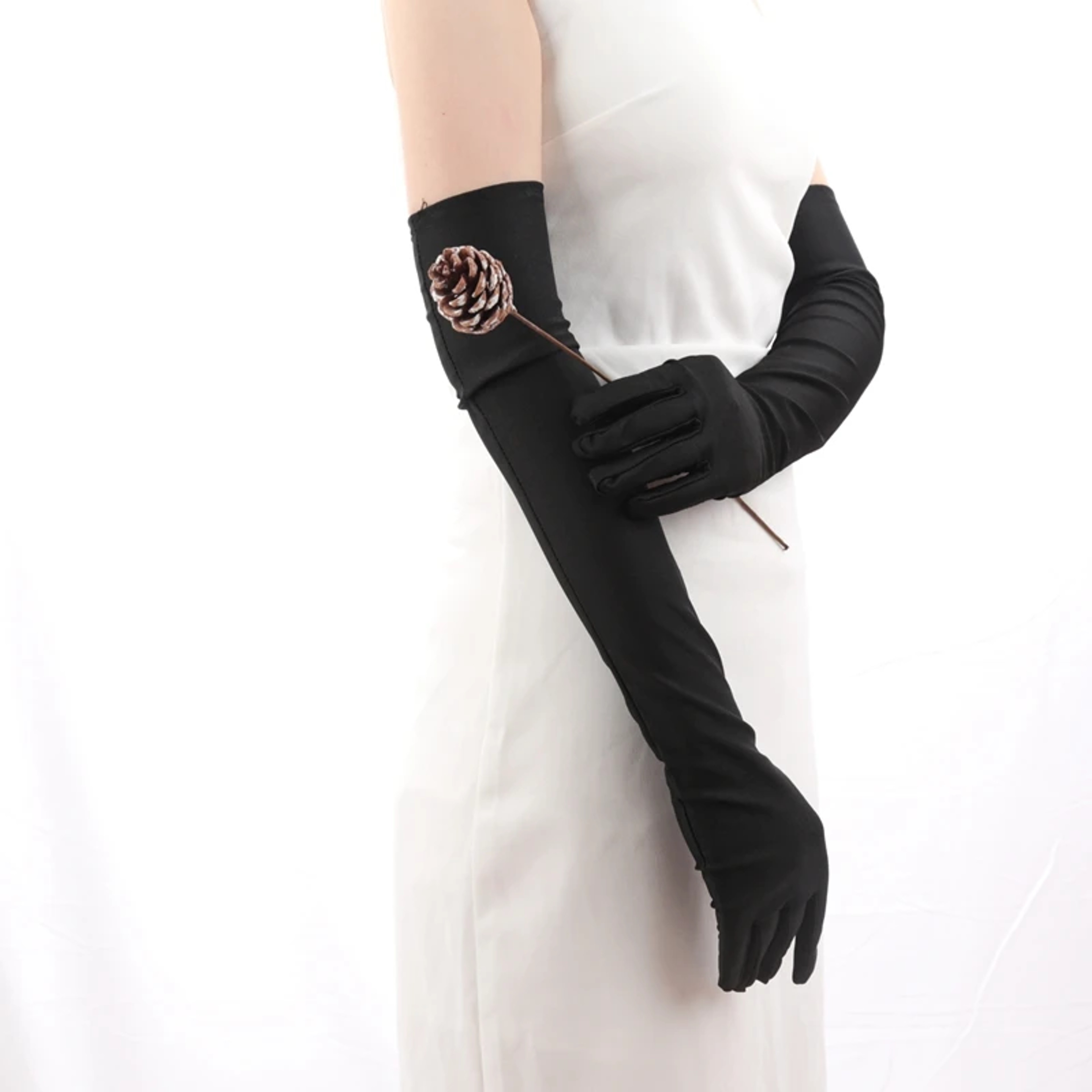 Womens Opera Satin Elbow Length Flapper Costume Gloves Classic Stretch 4