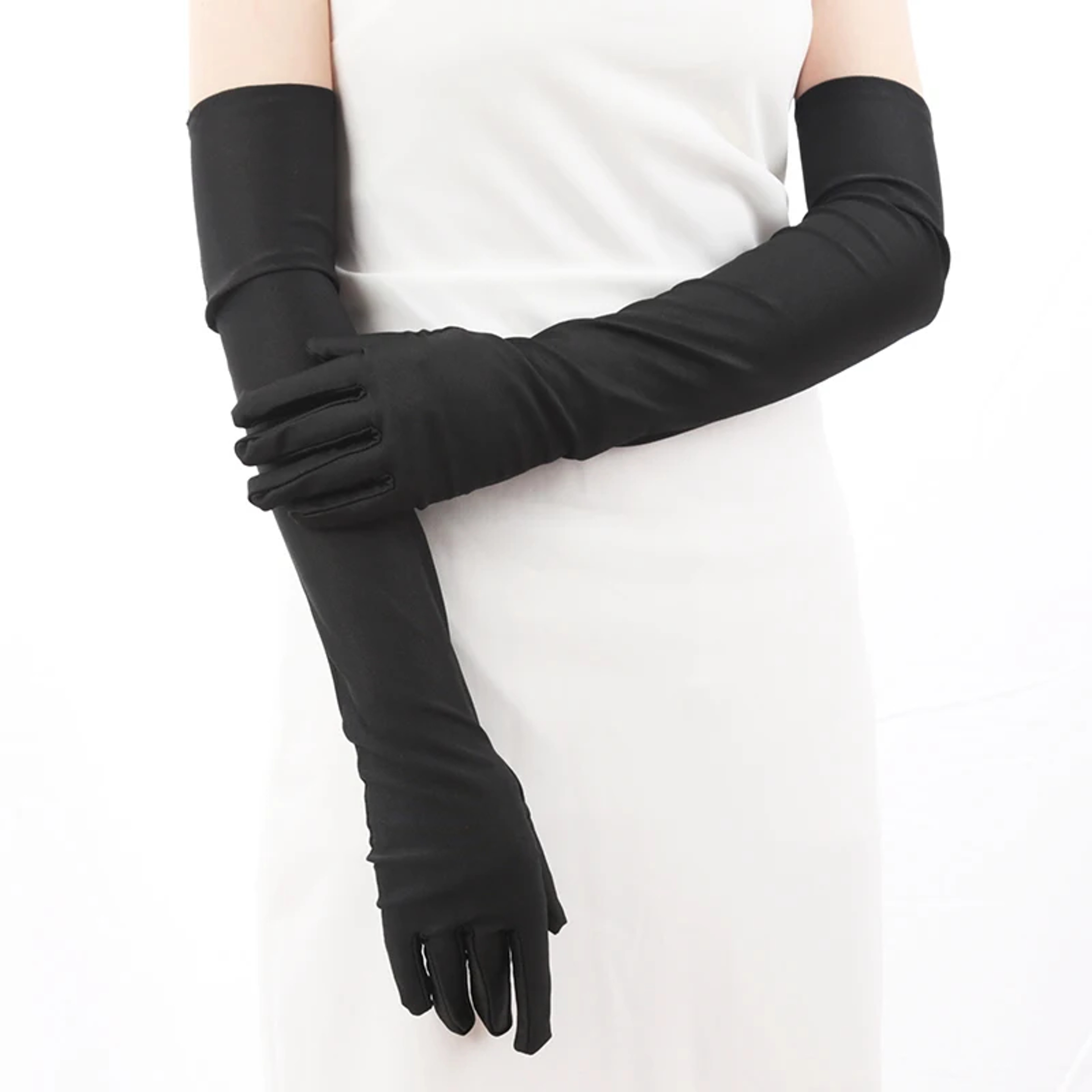 Womens Opera Satin Elbow Length Flapper Costume Gloves Classic Stretch 8