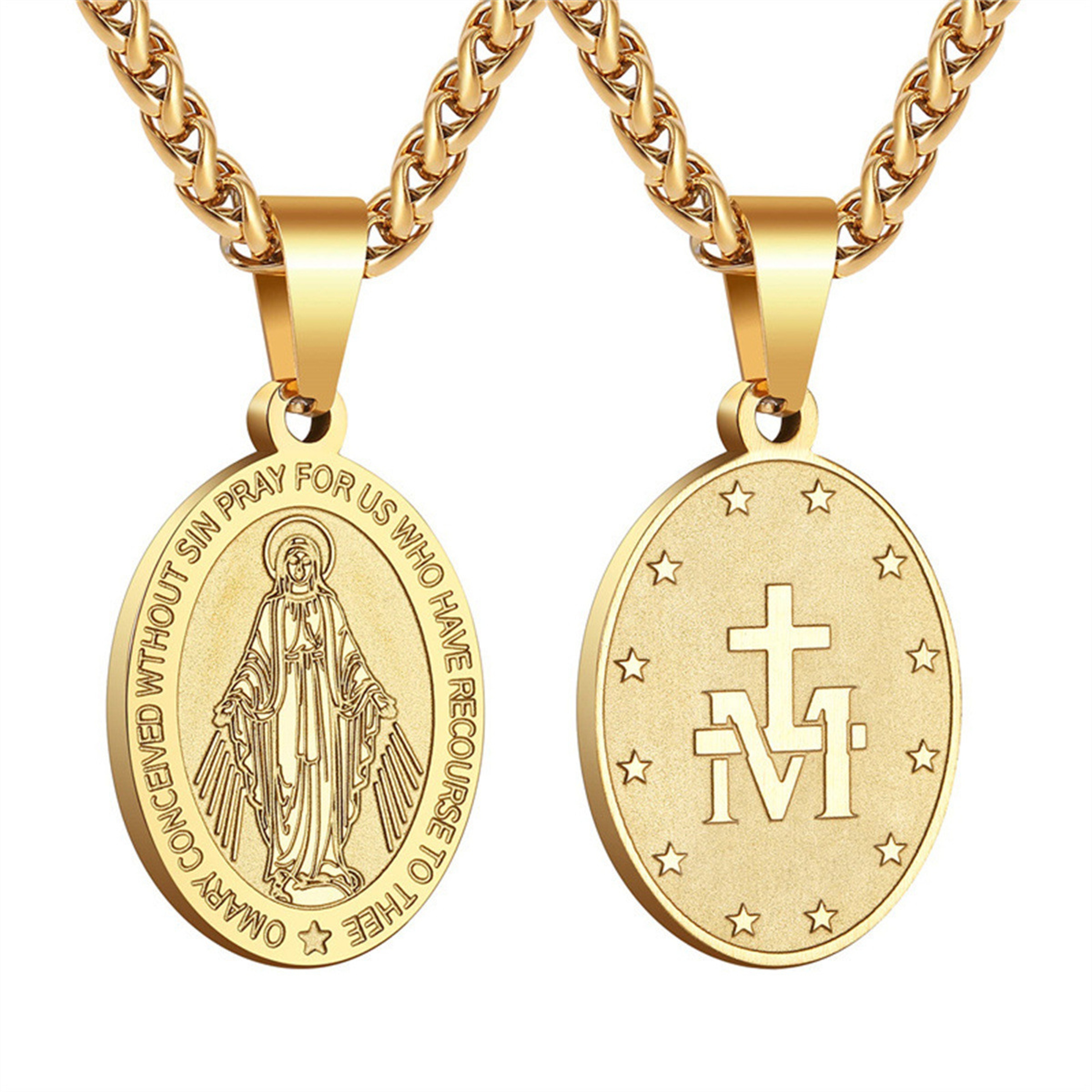 Faith Guard Virgin Mary Miraculous Medal Stainless Steel Catholic Necklace 0