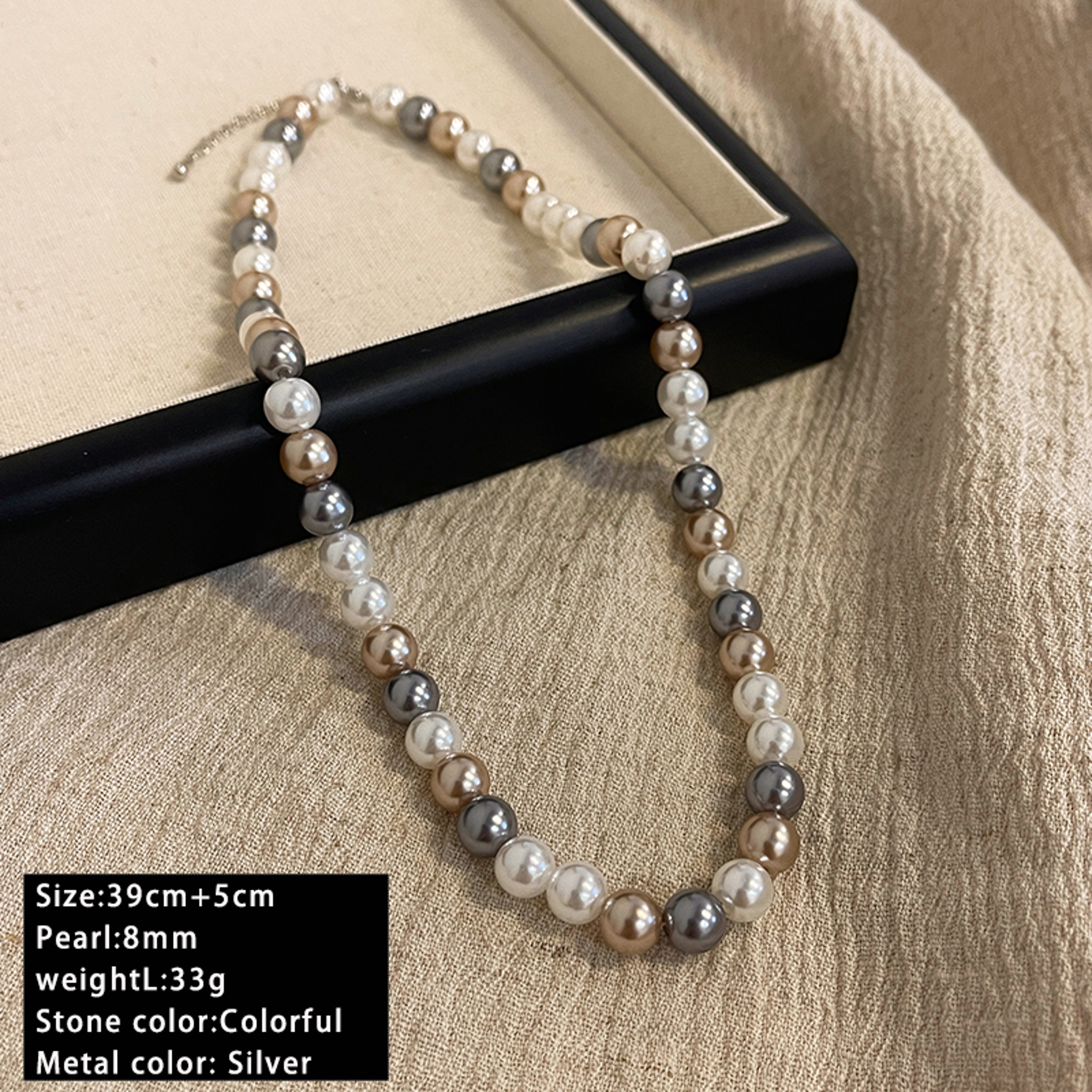 Romance Mixed Pearl Beaded Necklace For Women Elegant Pearl Beaded Necklace Clavicle Chain 8