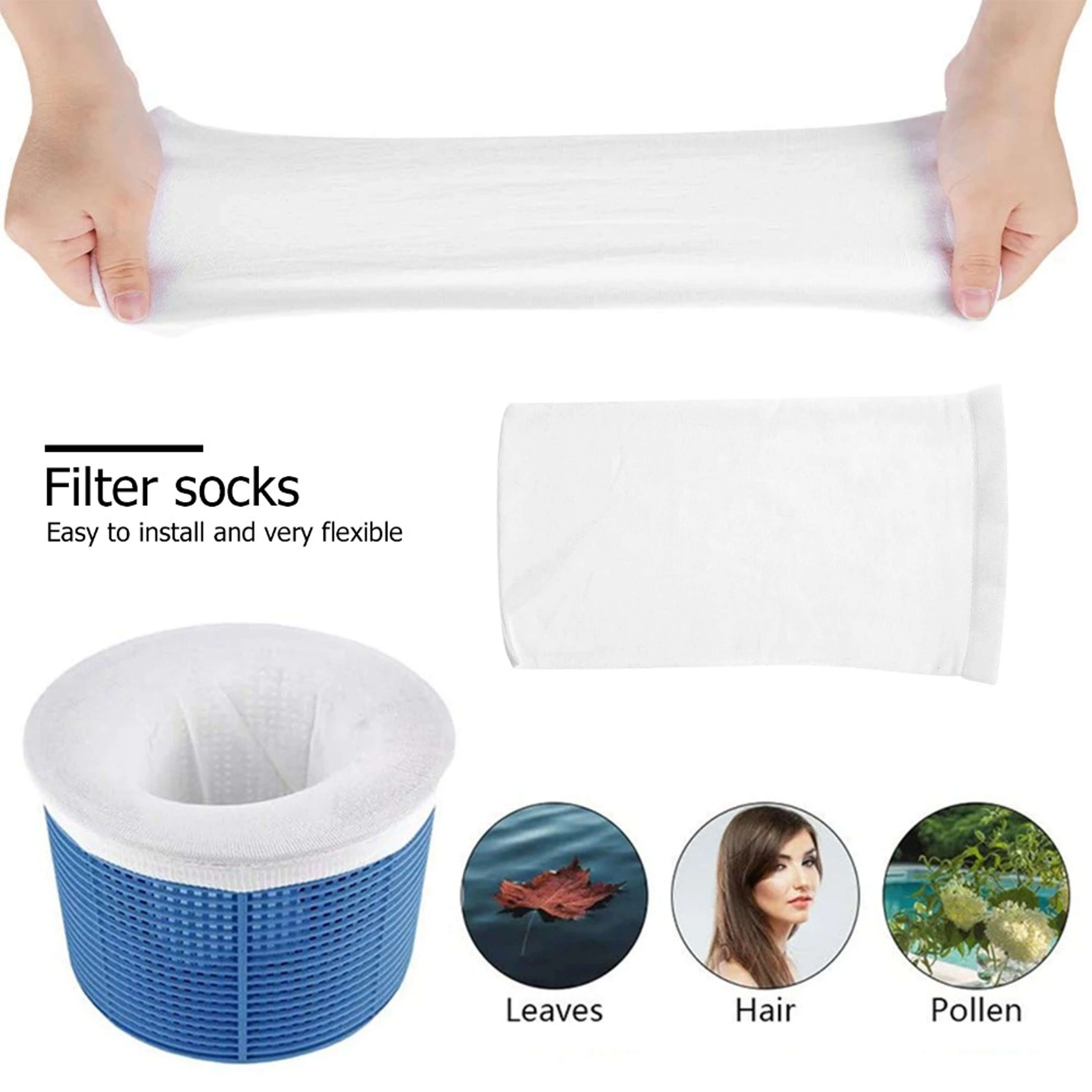 Pool Guard Reusable Pool Skimmer Socks Ultra Fine Pool Filter Socks for Cleaner Water & Longer Filter Life – view 2