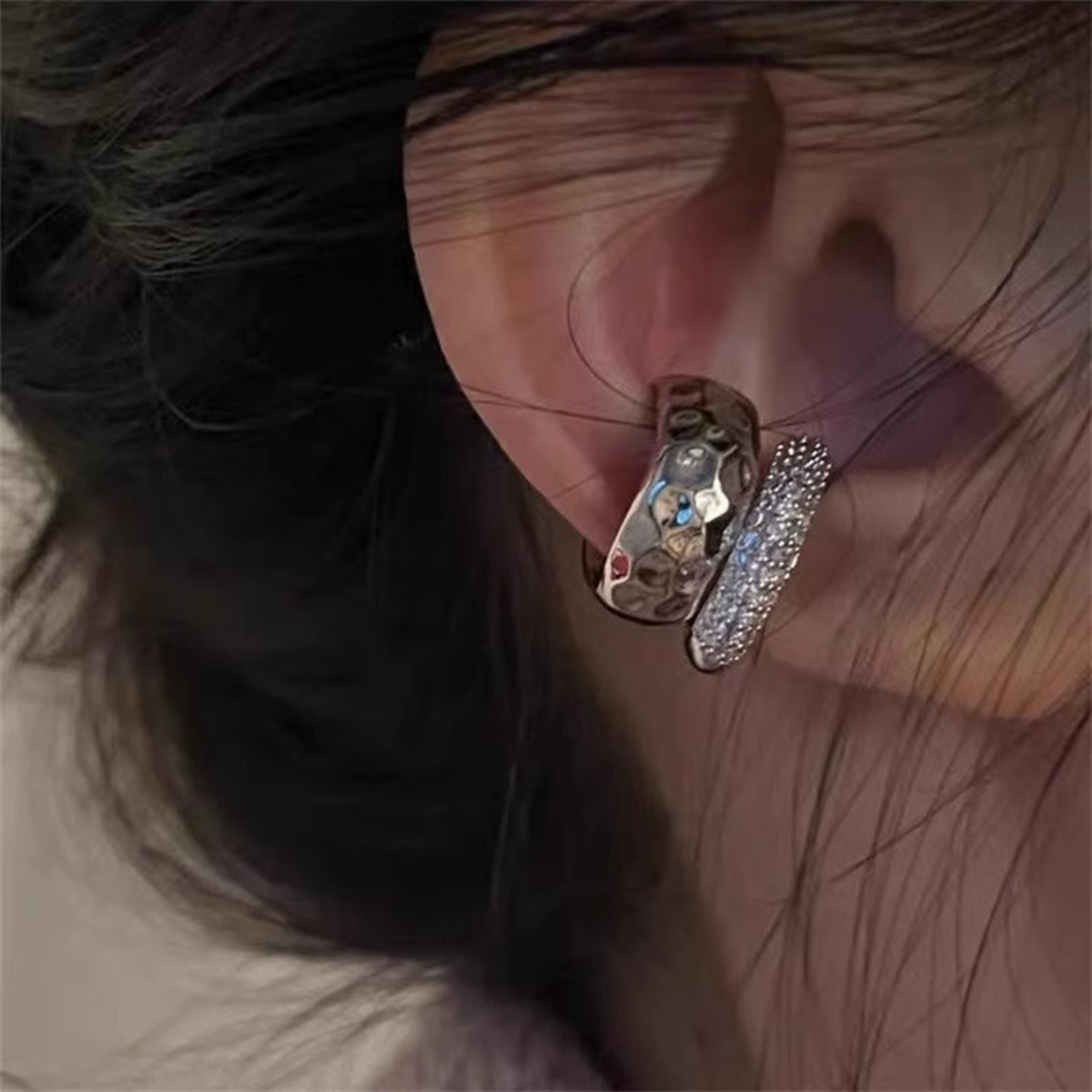 Double Layer Ear Cuff Zircon Geometric No Piercing Ear Clip for Women – view 6