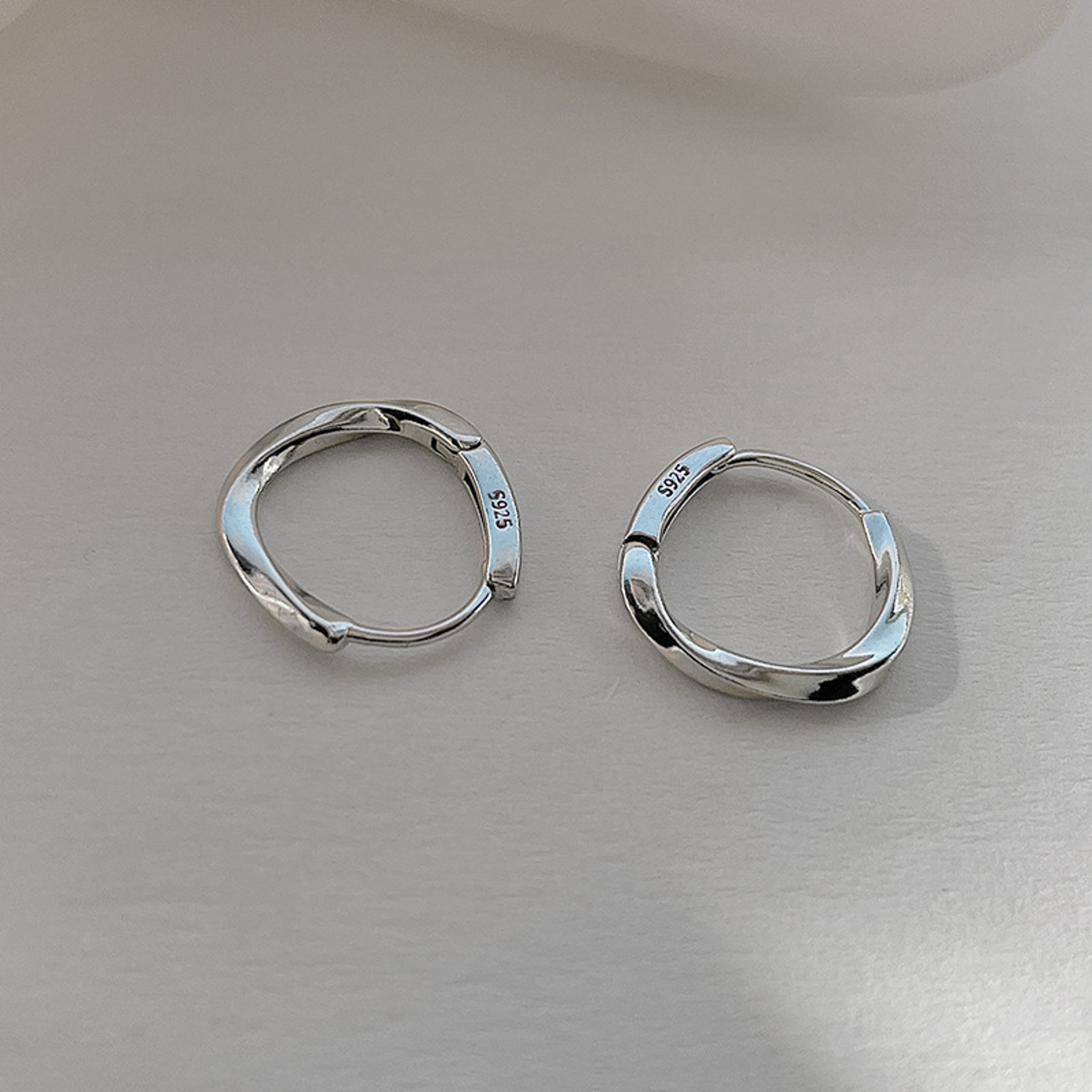 Sterling Silver Round Stud  Hoop Earrings For Women Minimalist Wedding Jewelry 1