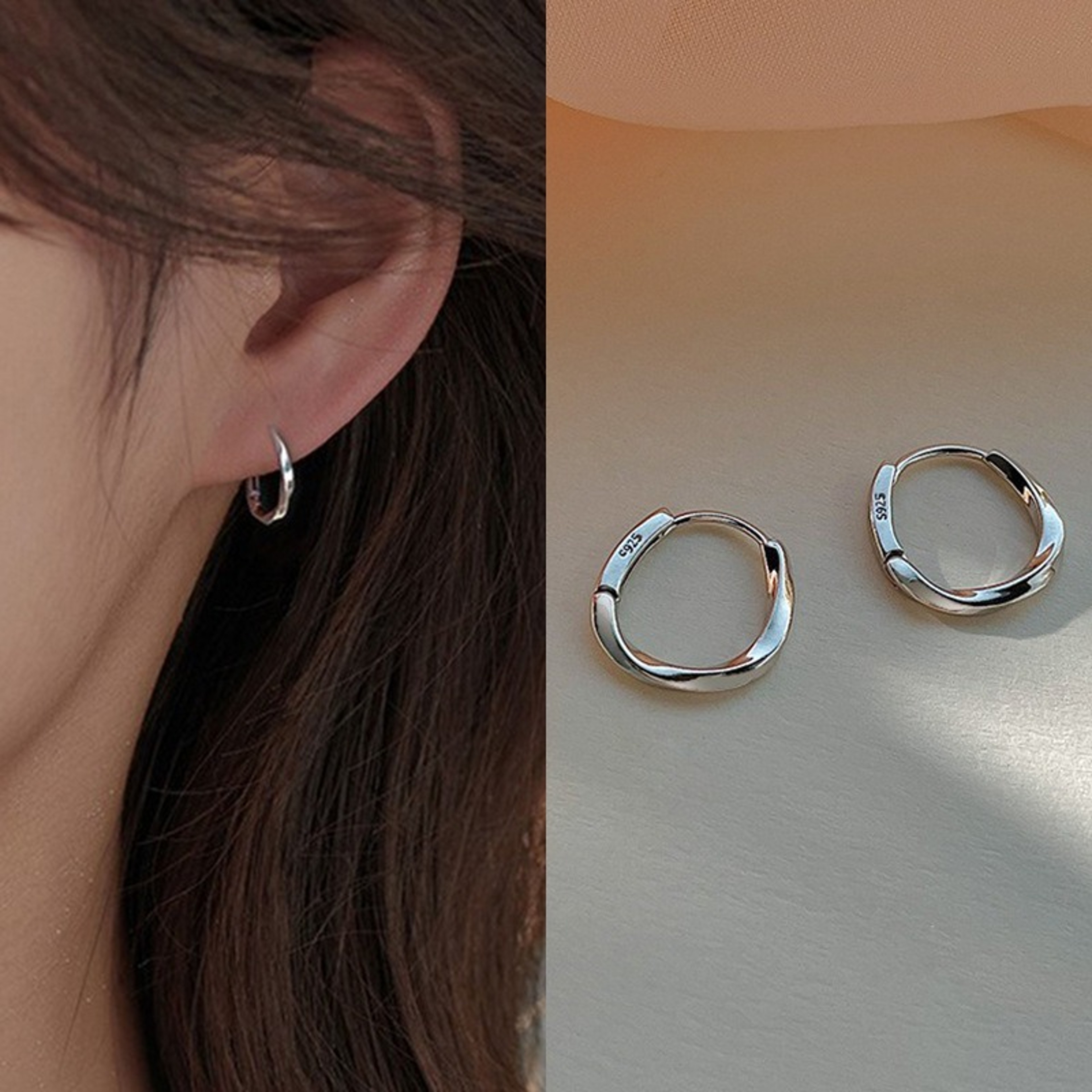 Sterling Silver Round Stud  Hoop Earrings For Women Minimalist Wedding Jewelry 0