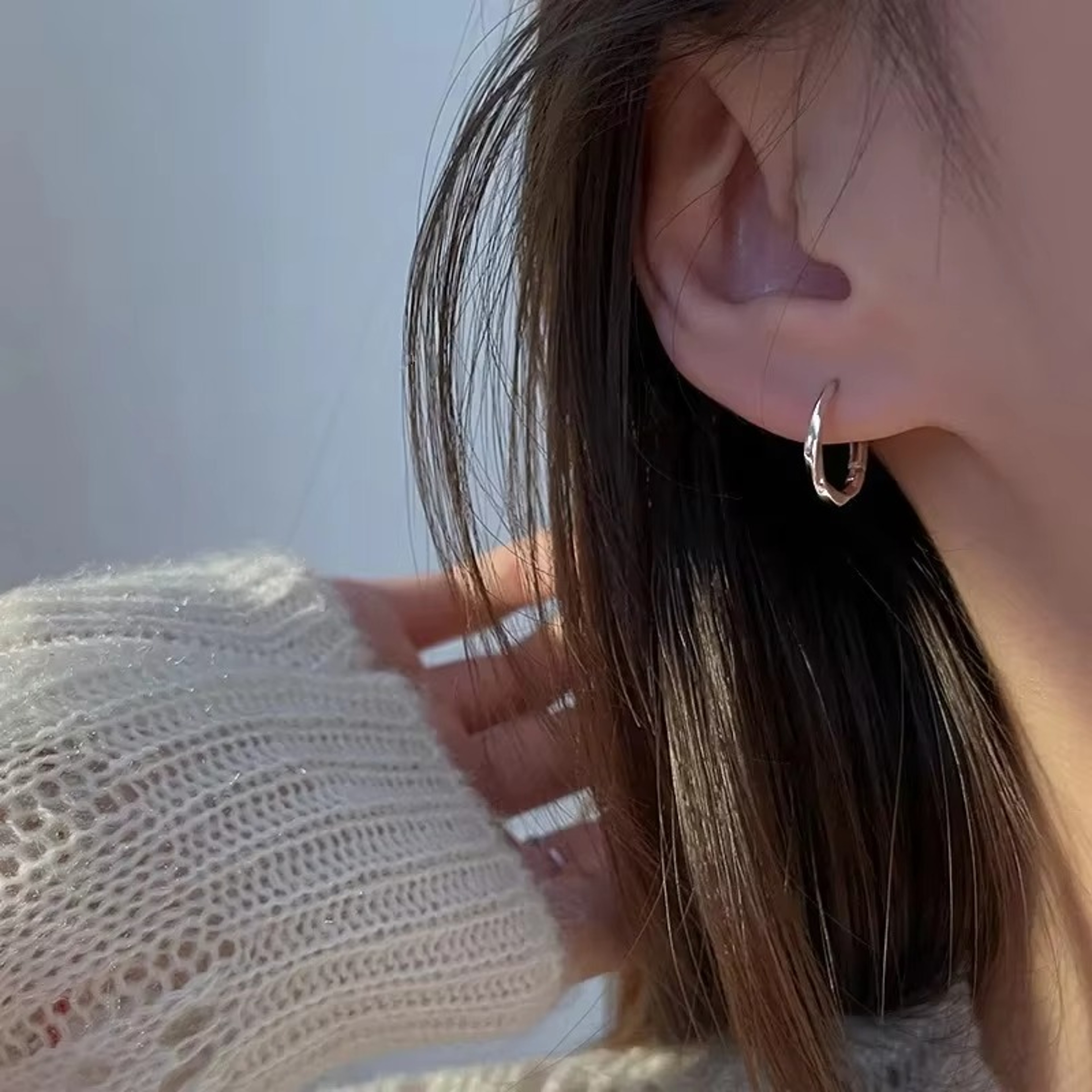 Sterling Silver Round Stud  Hoop Earrings For Women Minimalist Wedding Jewelry 2