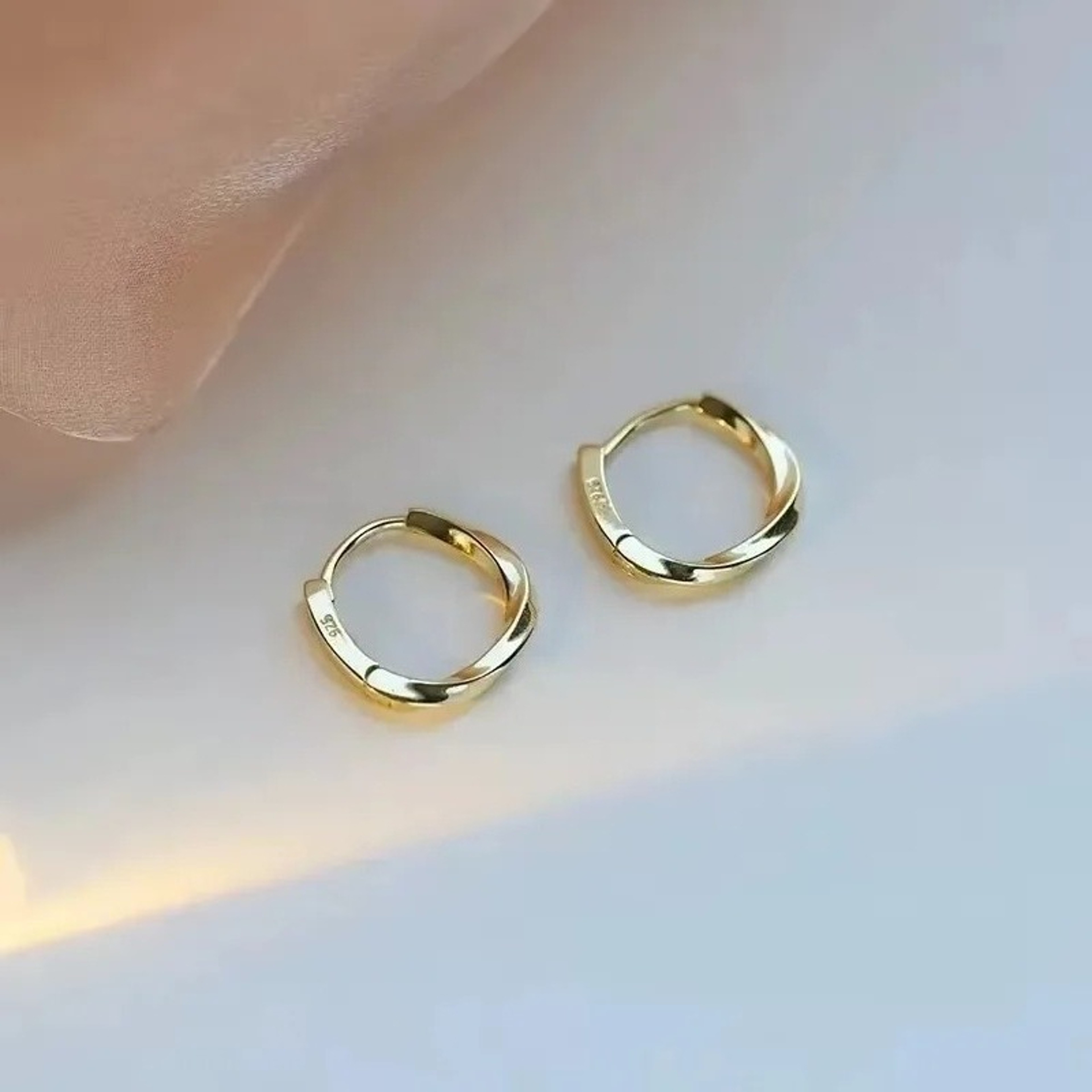 Sterling Silver Round Stud  Hoop Earrings For Women Minimalist Wedding Jewelry 5