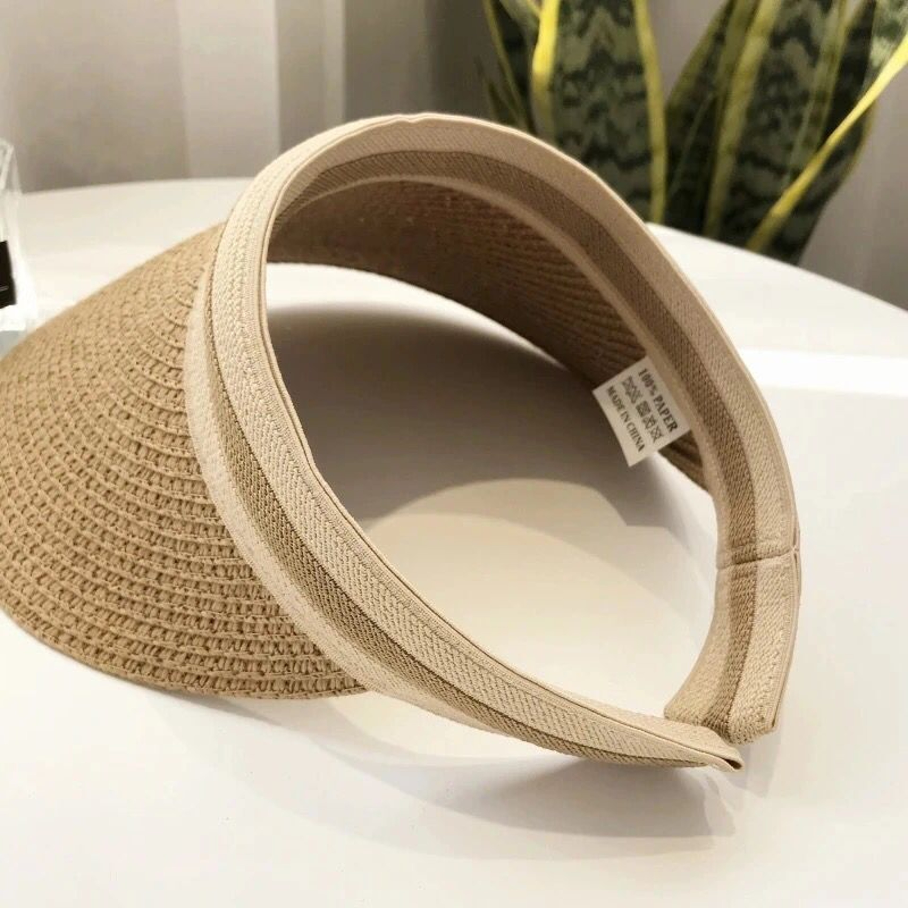 Women Straw Sun Visor Hat UV Protection Breathable Raffia Summer Beach Cap 1