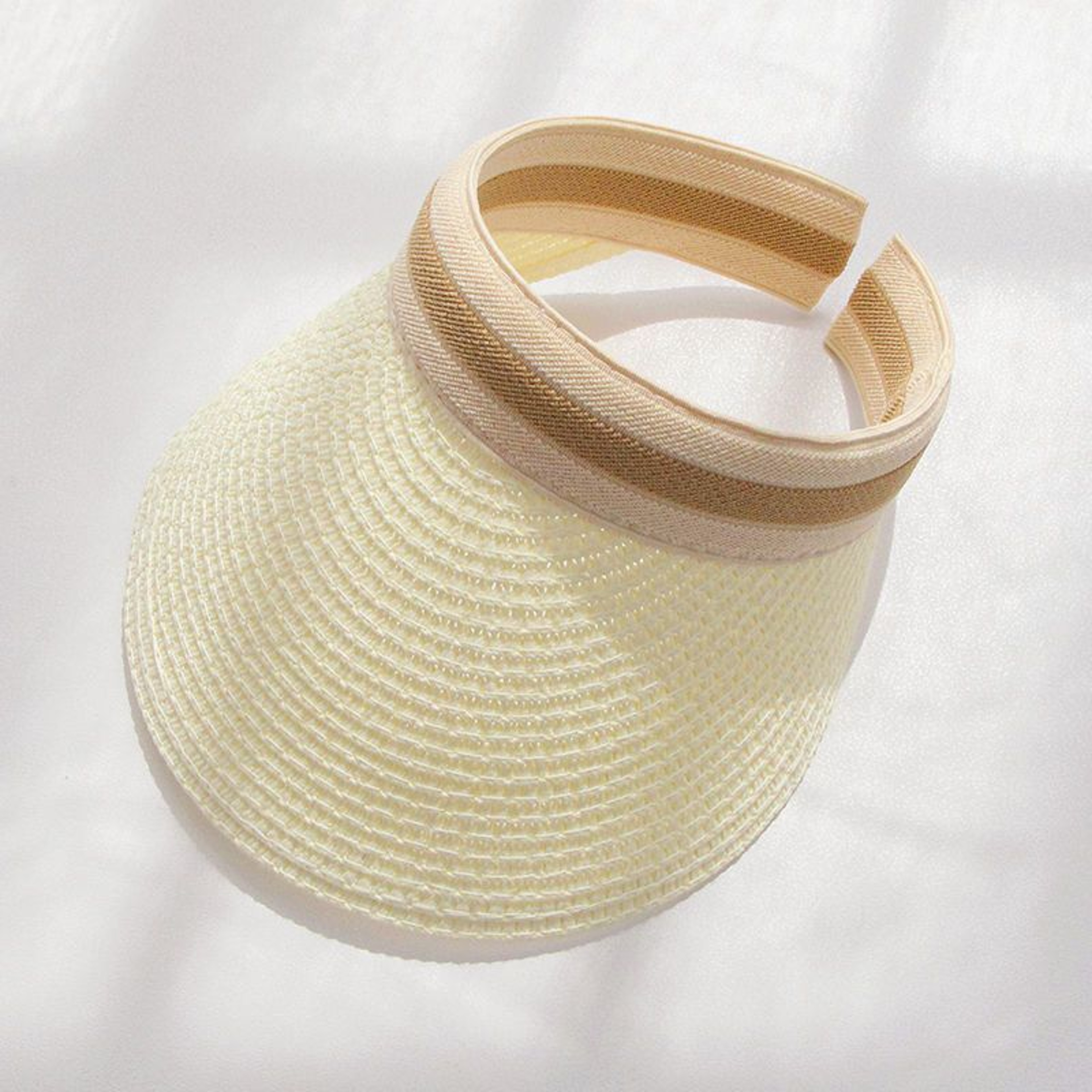 Women Straw Sun Visor Hat UV Protection Breathable Raffia Summer Beach Cap 8