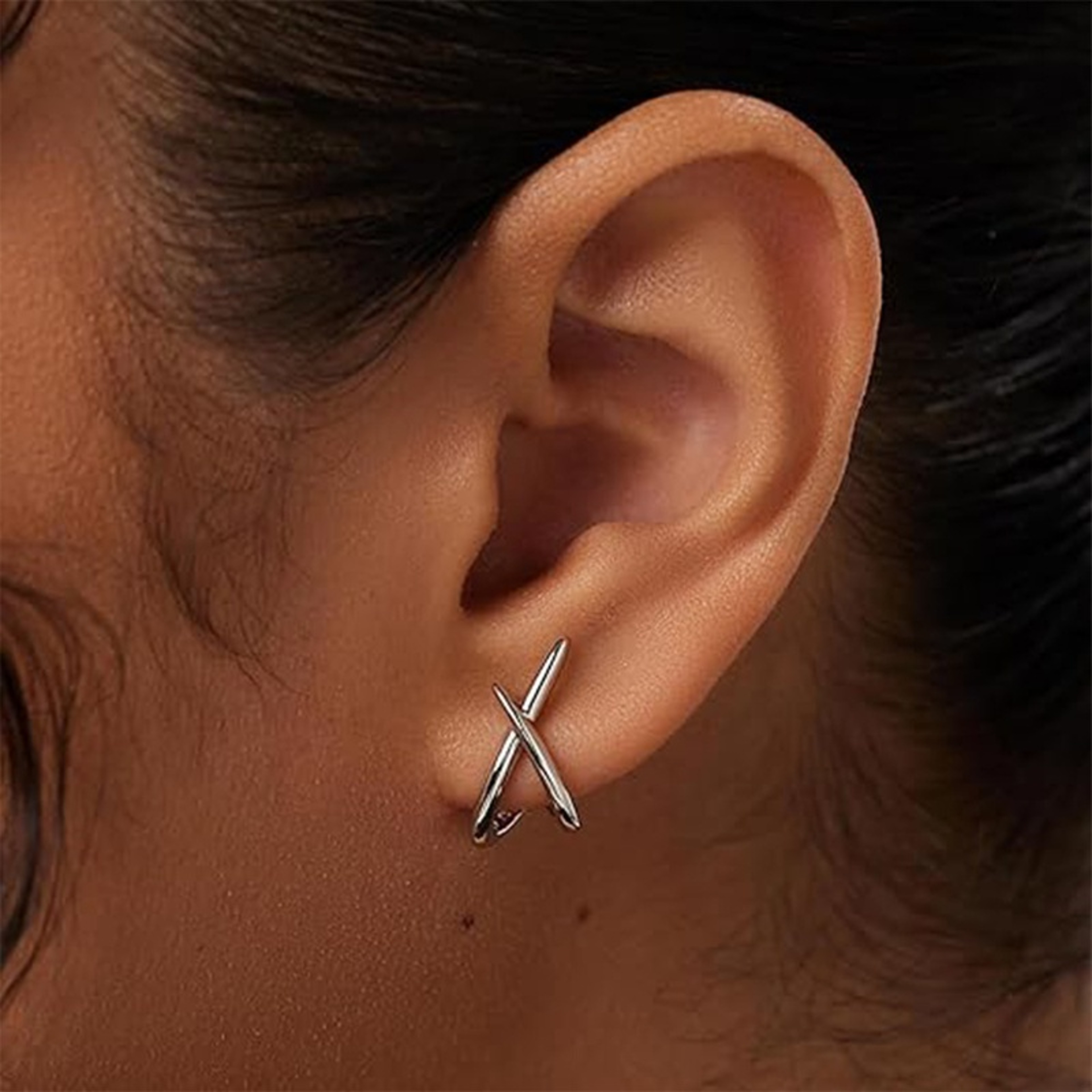 Minimalist Geometric Intersection Dainty Earrings for Women Fashion Jewelry Wedding Party – view 5