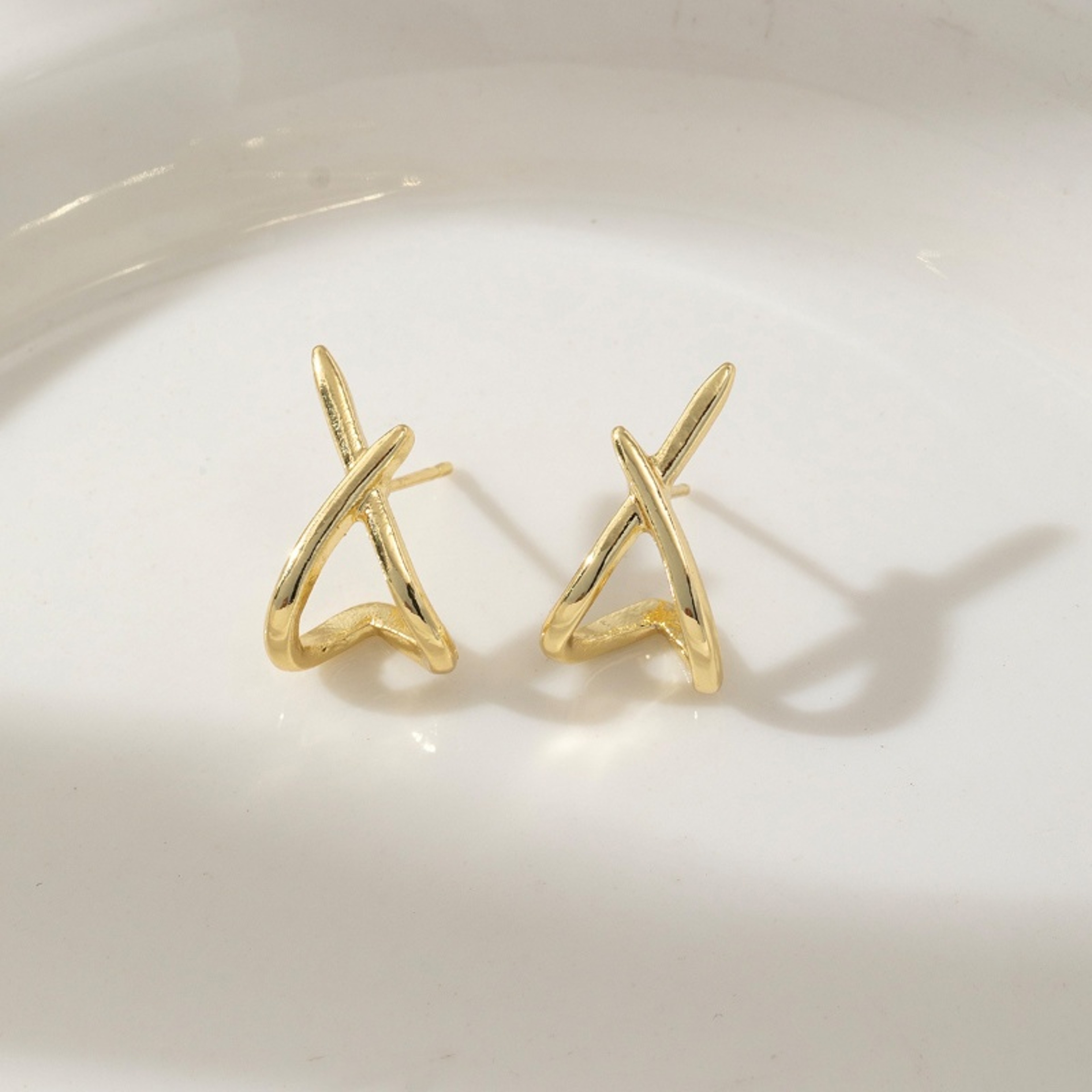 Minimalist Geometric Intersection Dainty Earrings for Women Fashion Jewelry Wedding Party – view 8