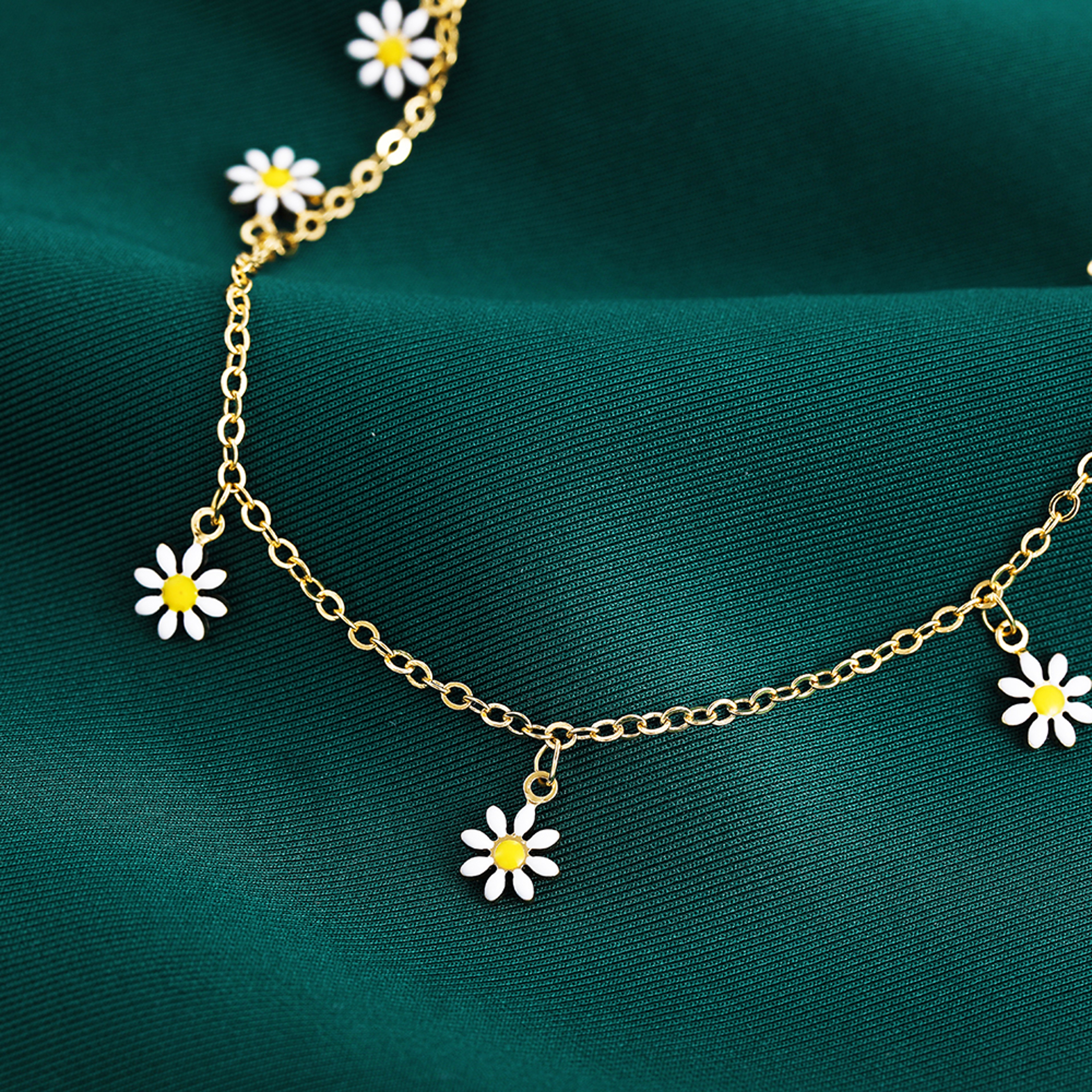 Daisy Flower Pearl Anklet for Women Summer Beach Jewelry Handmade Chain Anklet Bracelet – view 5