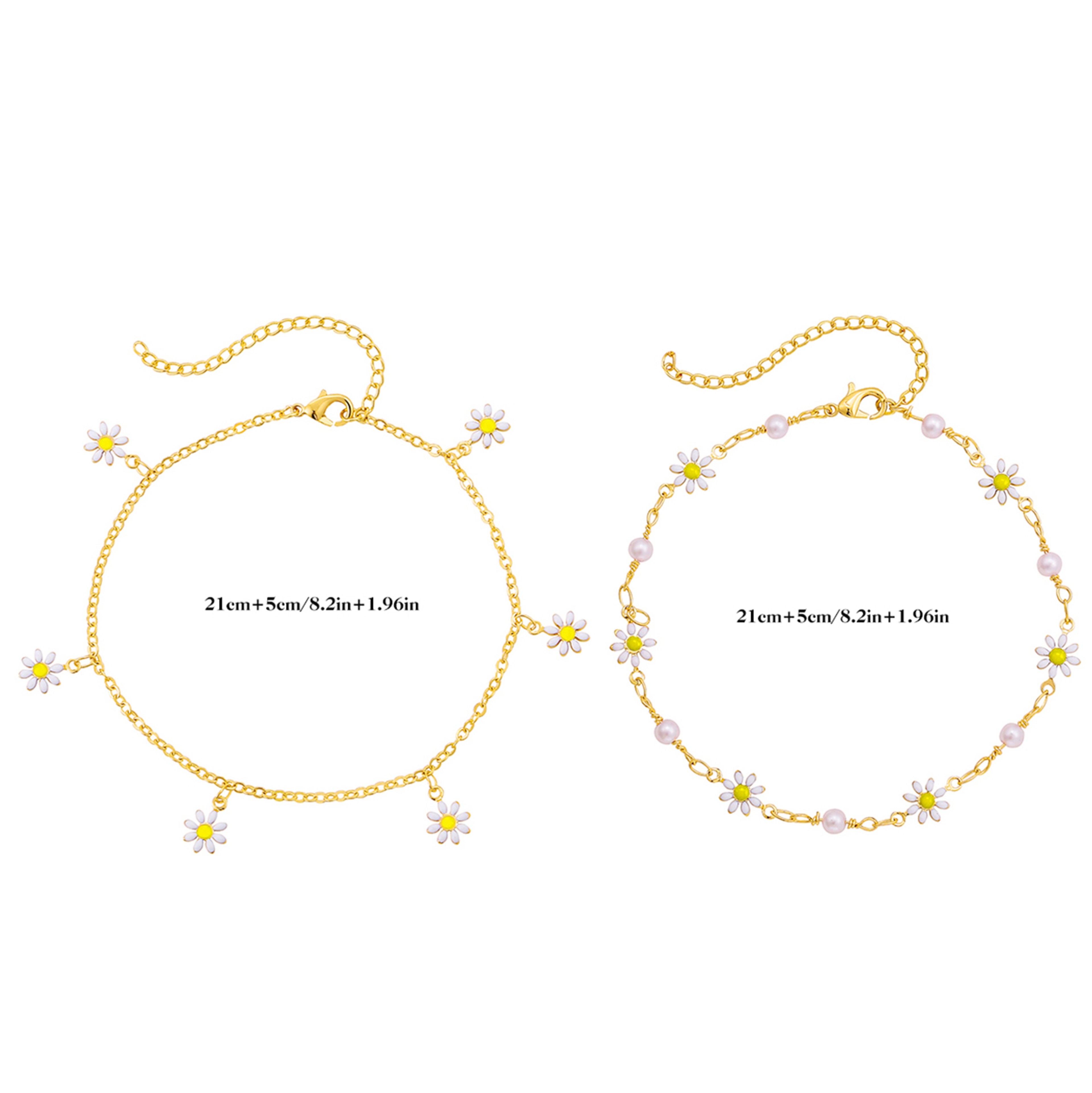Daisy Flower Pearl Anklet for Women Summer Beach Jewelry Handmade Chain Anklet Bracelet – view 6