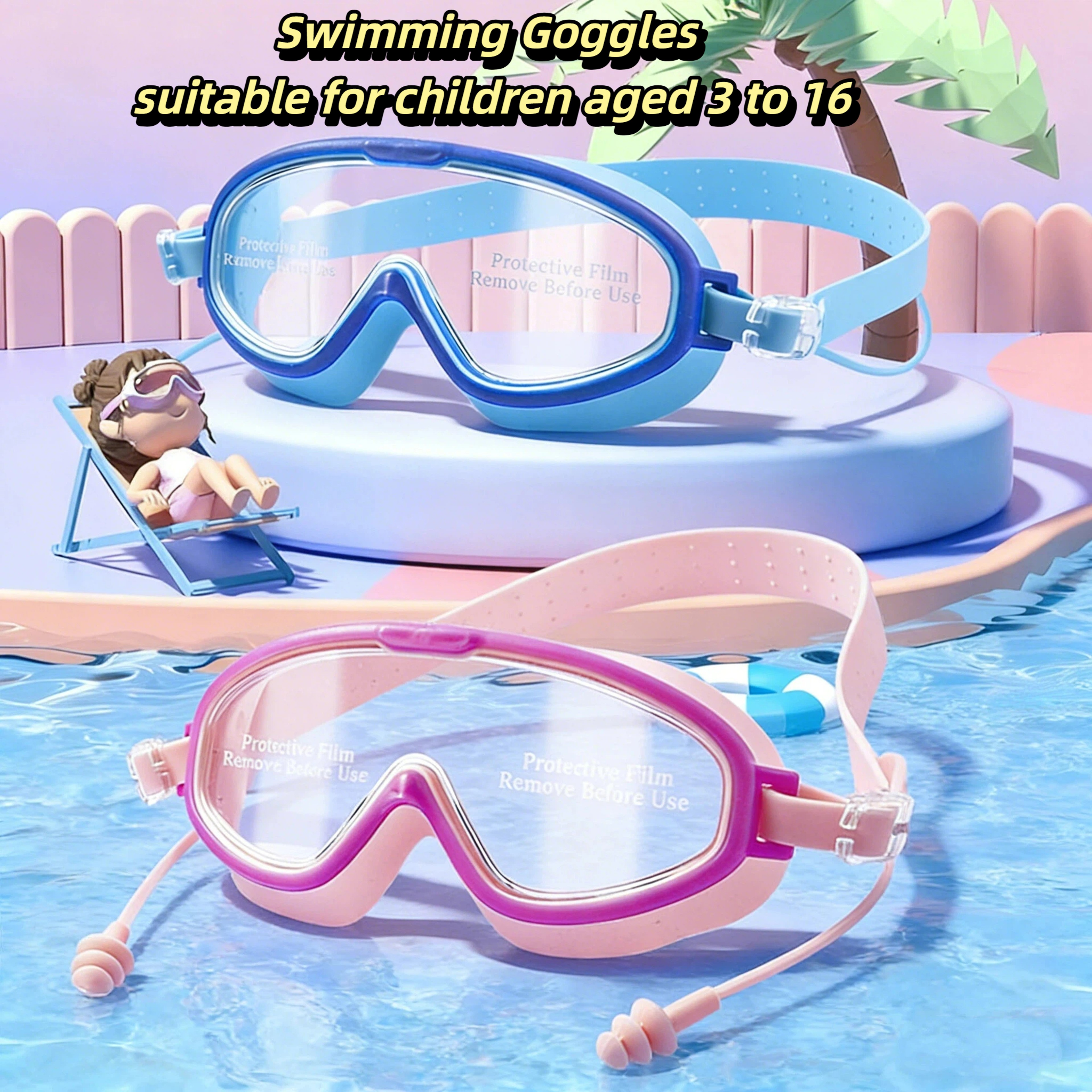 Angle Anti Fog UV Protection Swimming Goggles For Children Pool Training 0