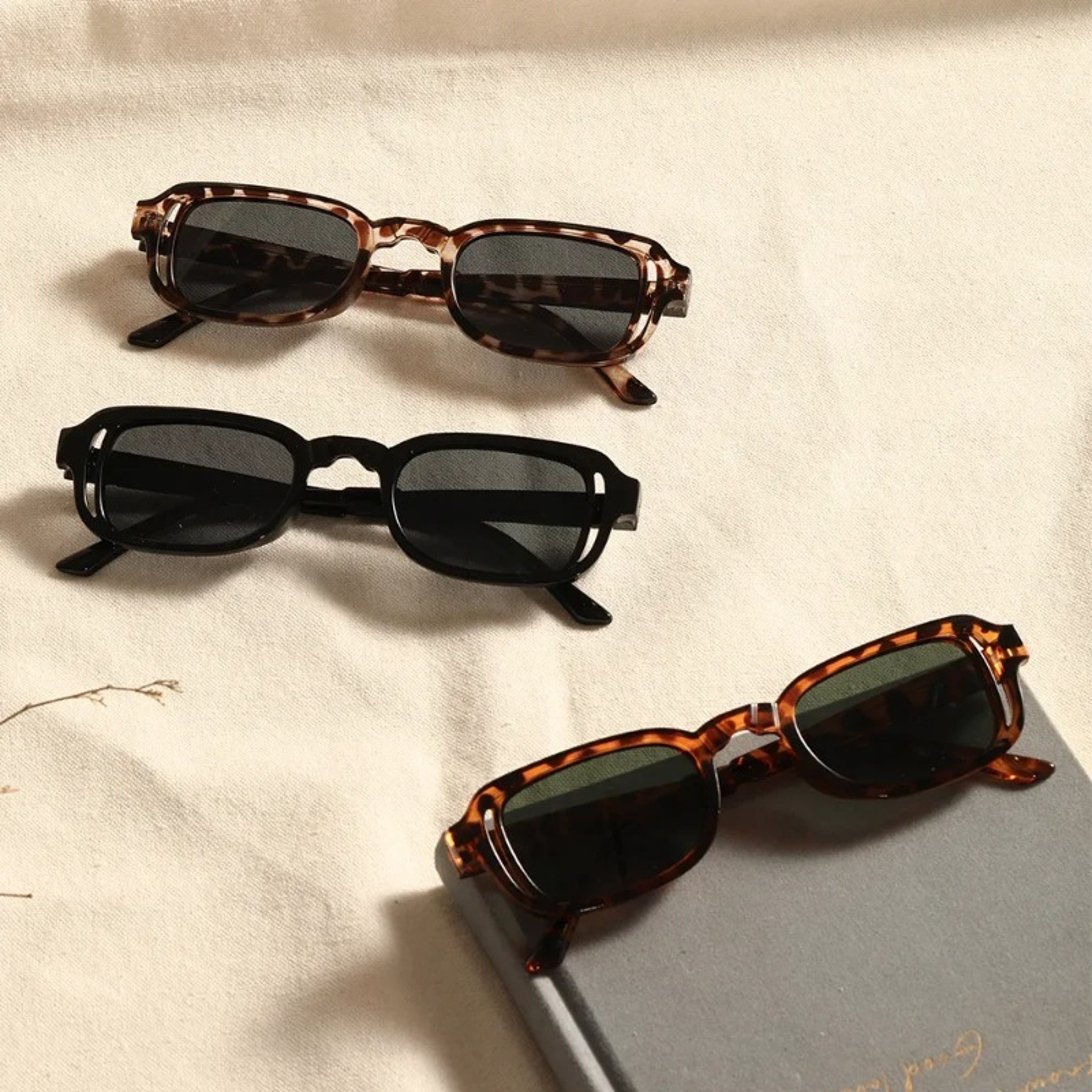 Vintage Rectangle Designer Sunglasses for Women and Men Anti Glare Shades – view 4