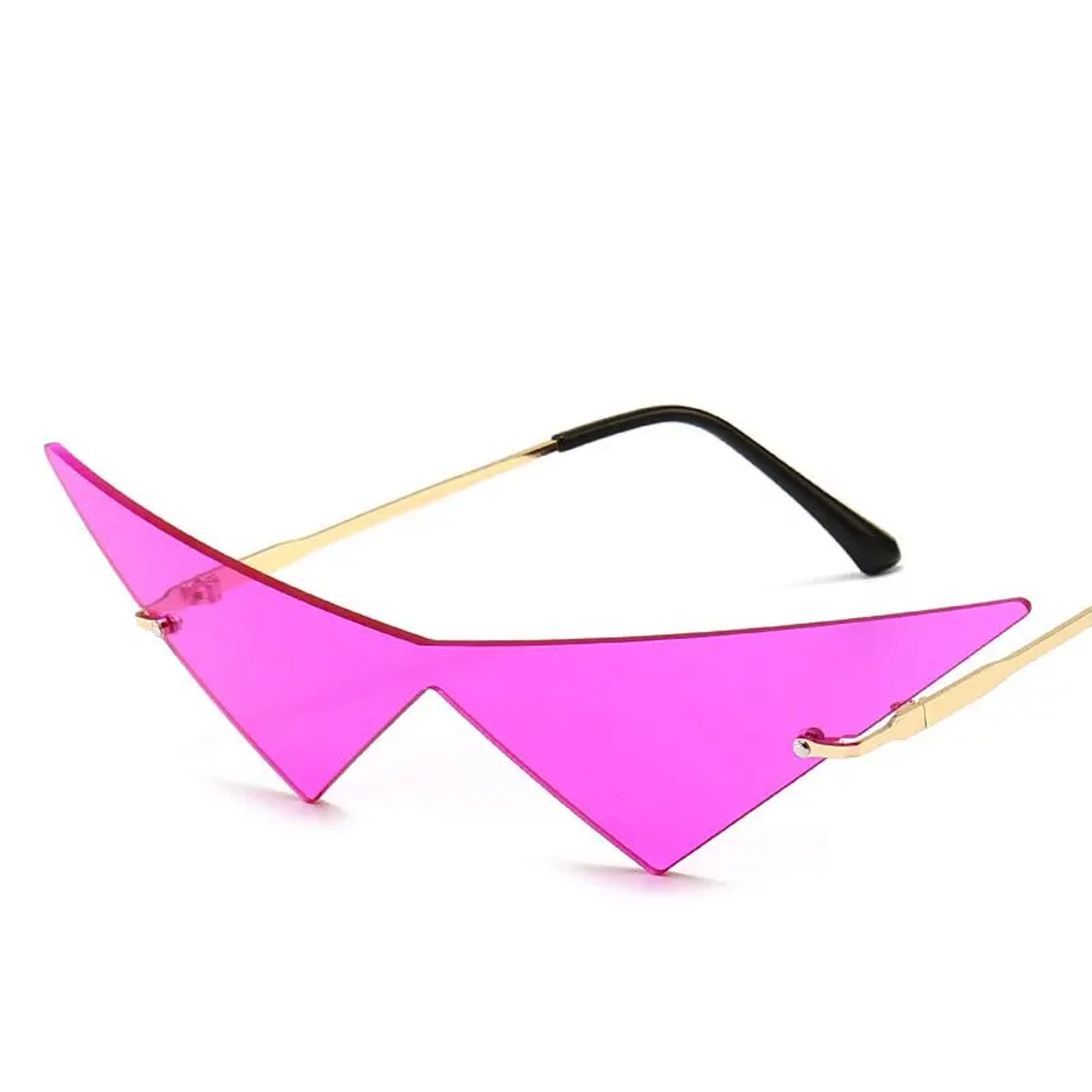 Rimless Triangle Cat Eye Sunglasses for Women UV Designer Fashion Shades – view 10